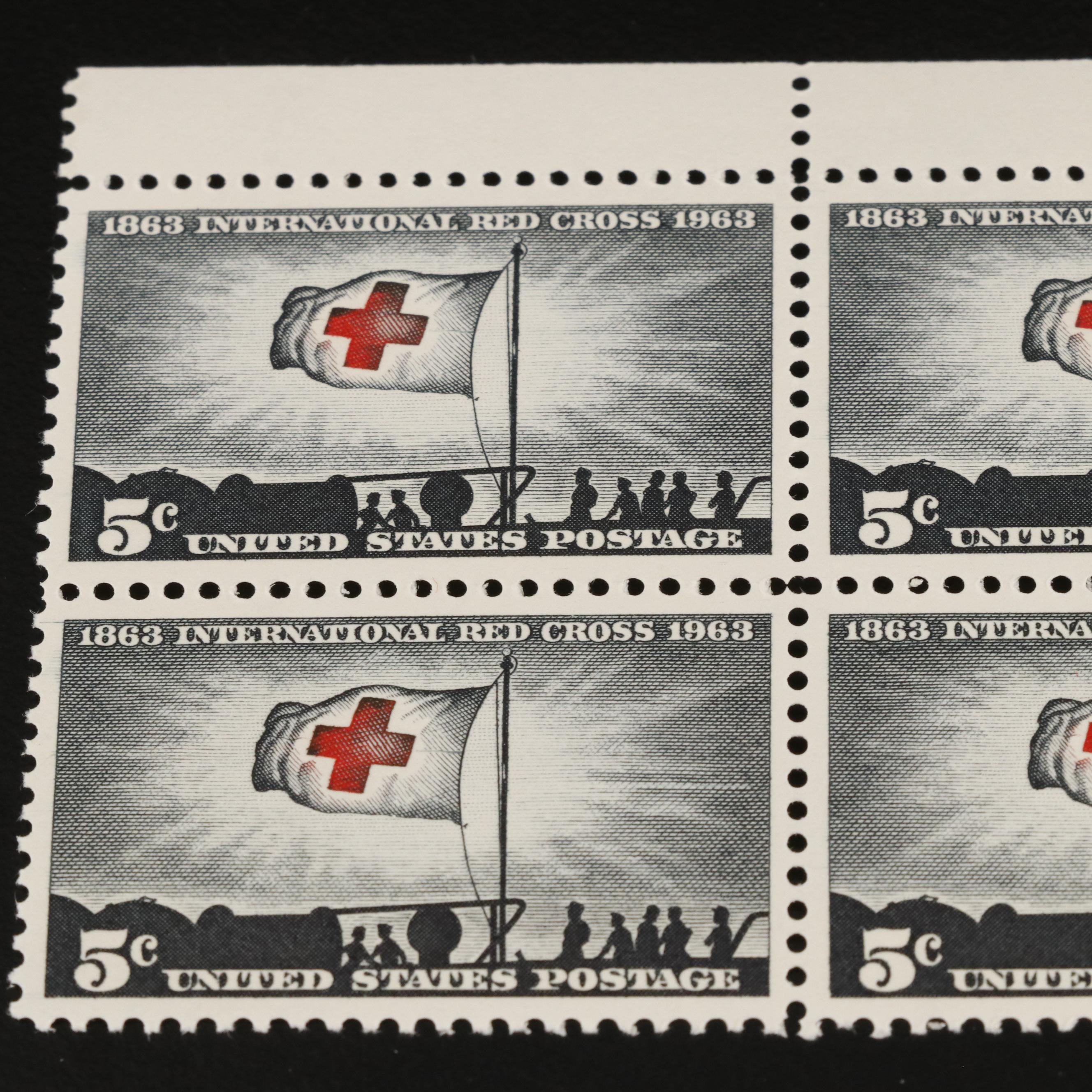 1,000 Mint Condition U.S. Plate Blocks, 1940s-1960s