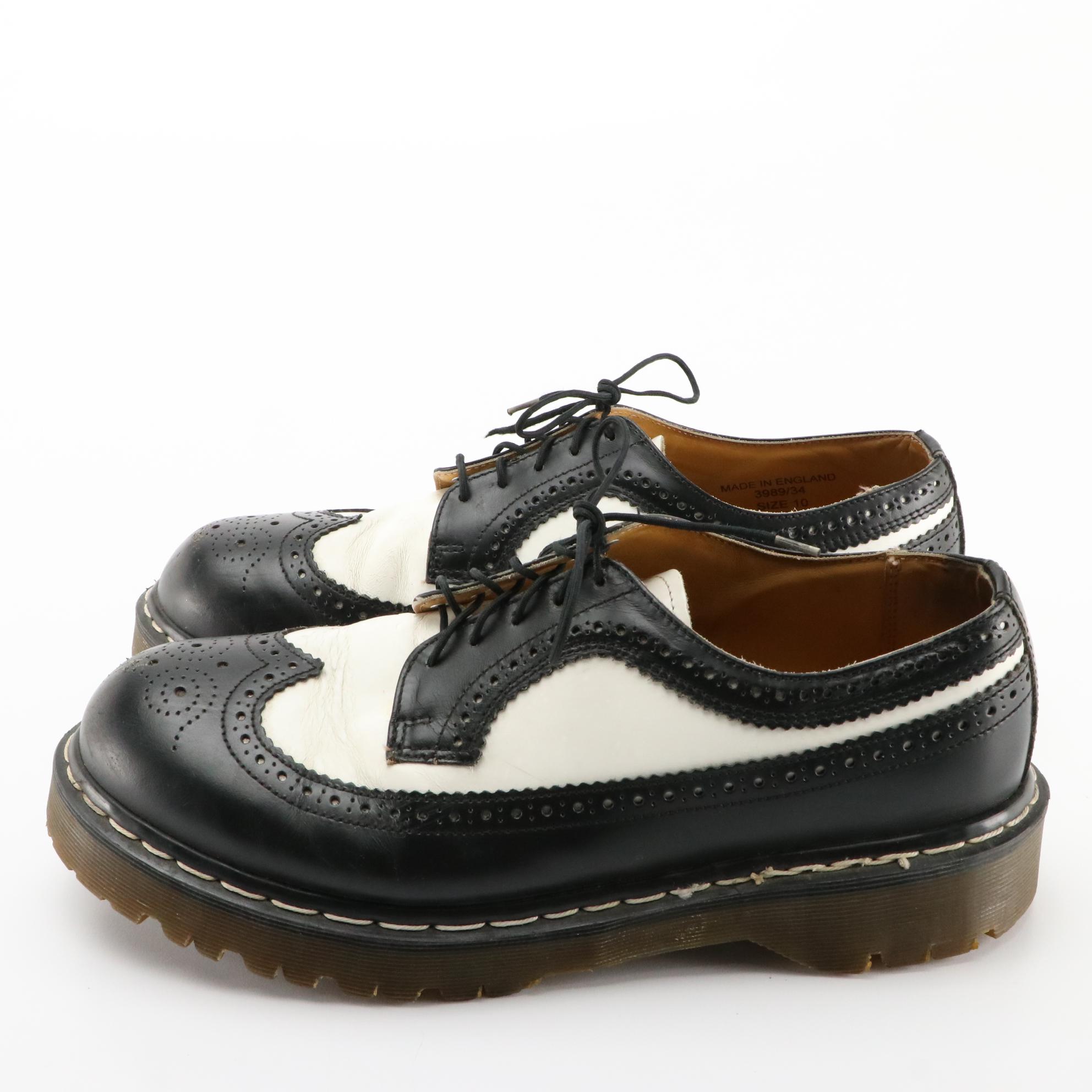 Men's Dr. Martens Classic 3989 Bex Black and White Smooth Leather Brogue Shoes