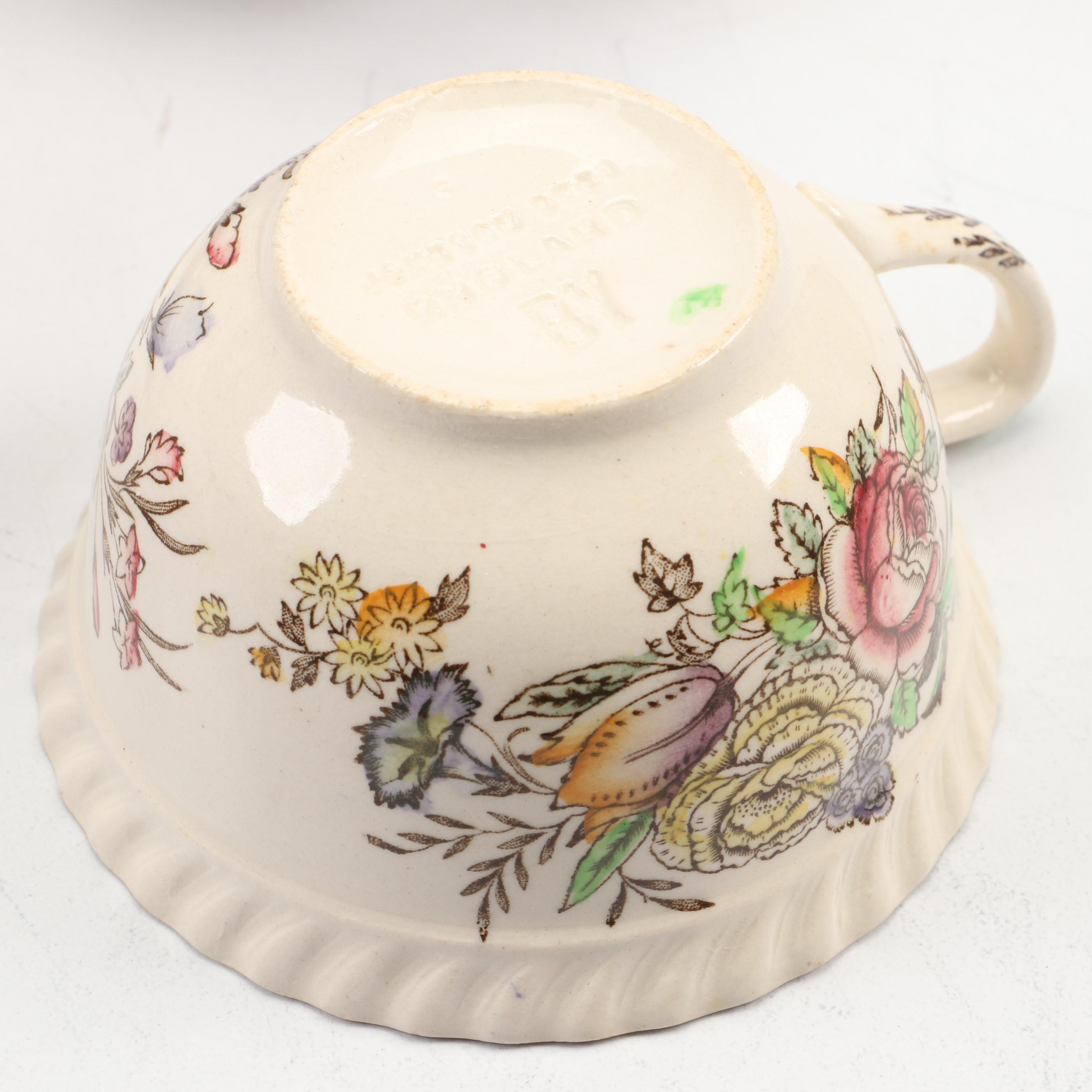 Johnson Bros. "Garden Bouquet" Ceramic Dinnerware, Mid to Late 20th C