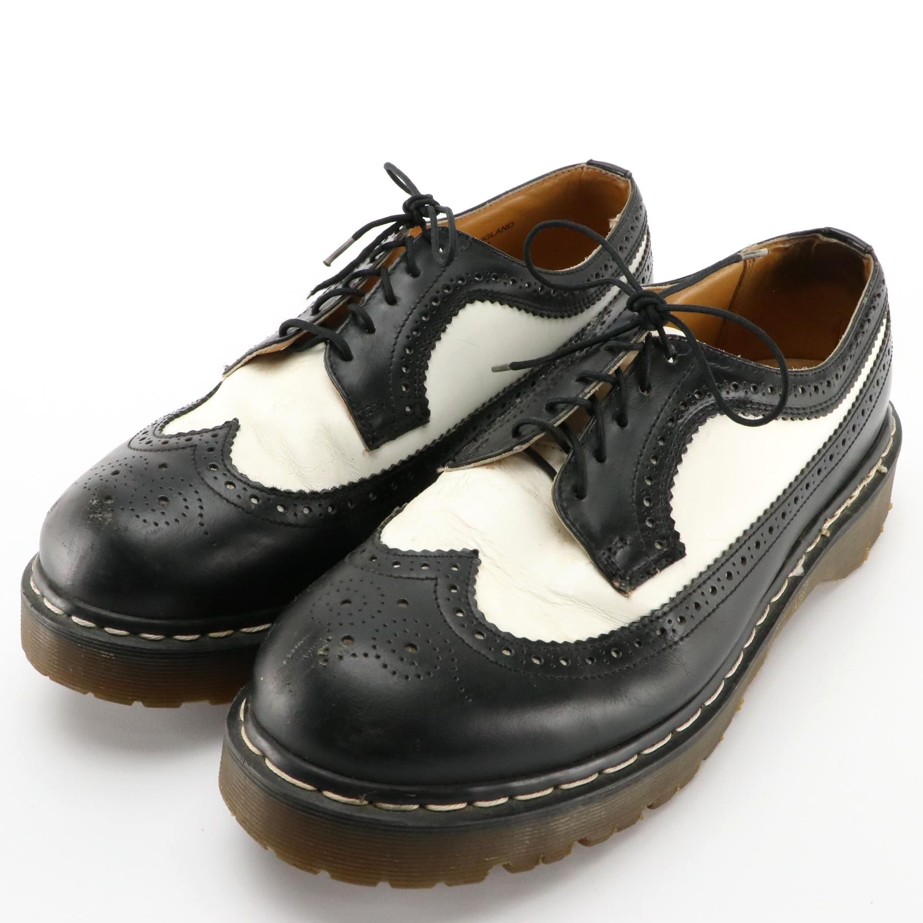Men's Dr. Martens Classic 3989 Bex Black and White Smooth Leather Brogue Shoes