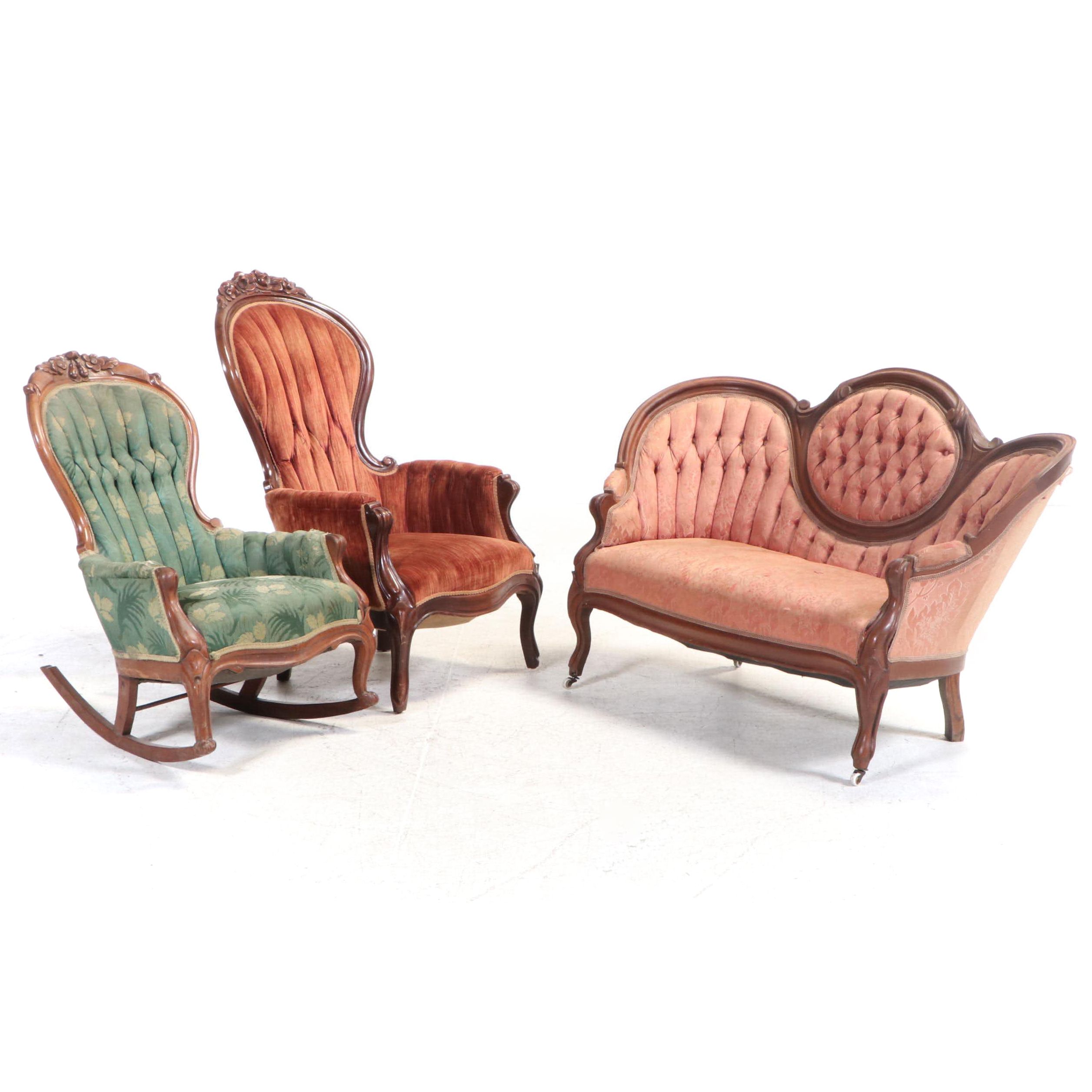 Assembled Three-Piece Rococo Revival Parlor Suite, Late 19th Century and Later