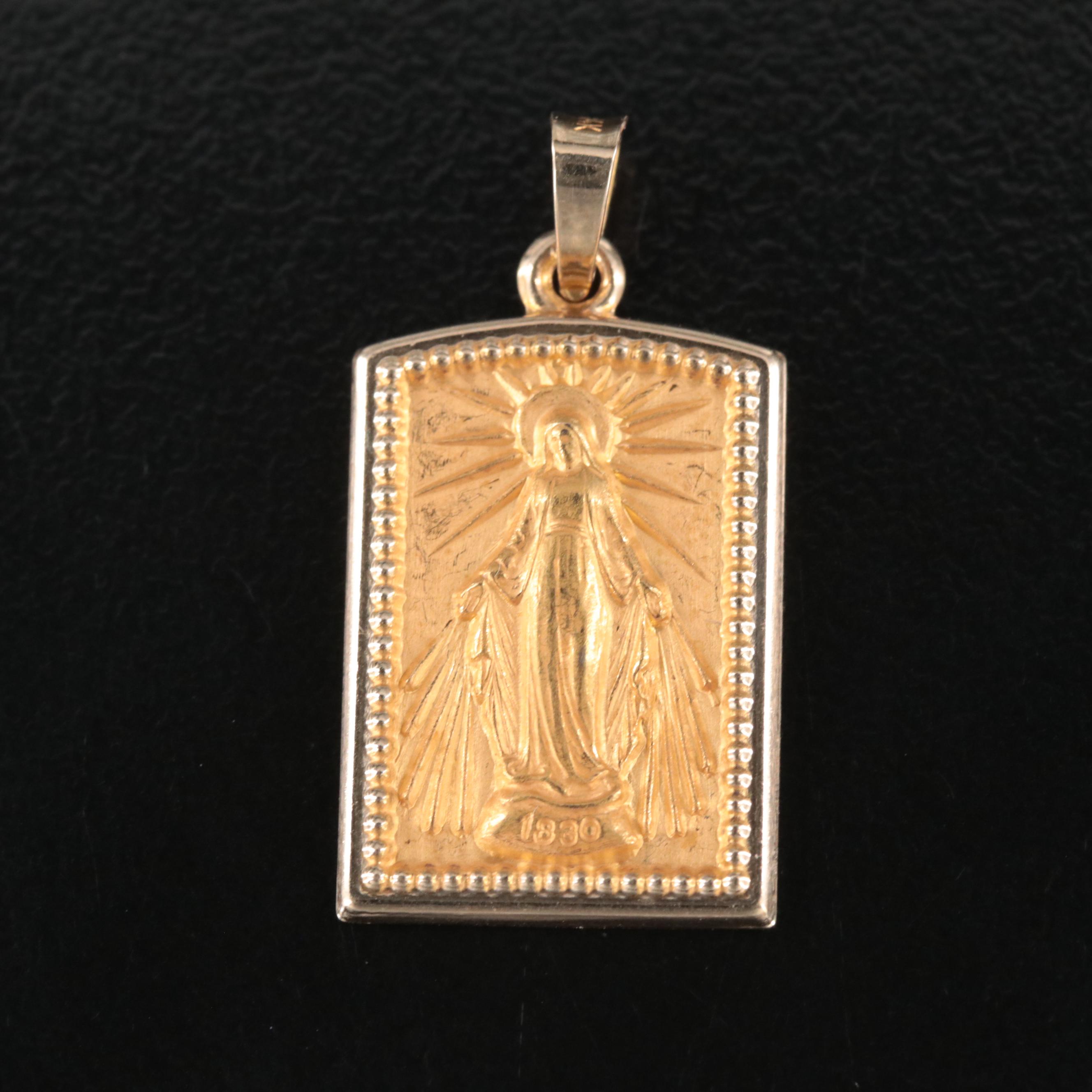 14K Miraculous Medal Pendant