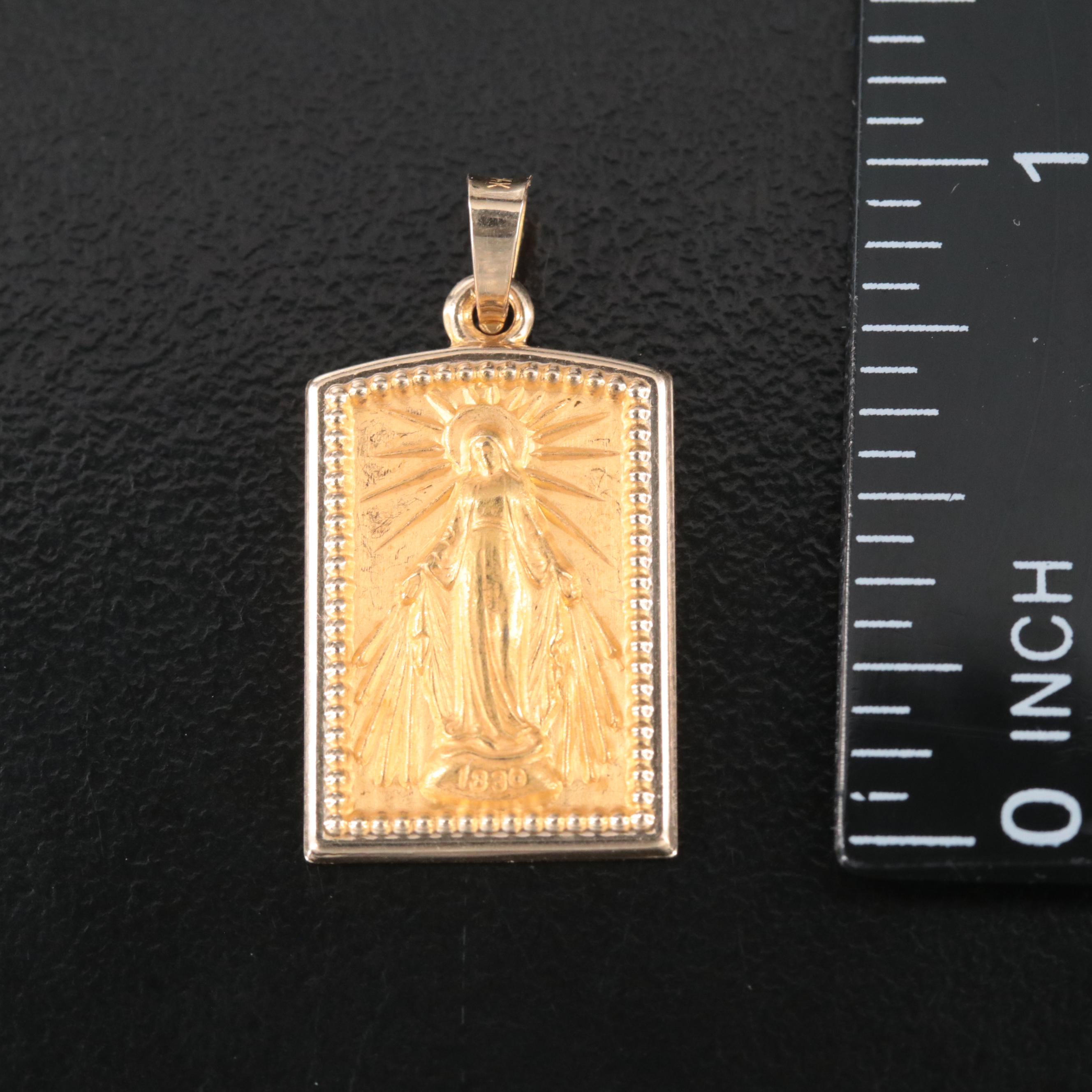 14K Miraculous Medal Pendant