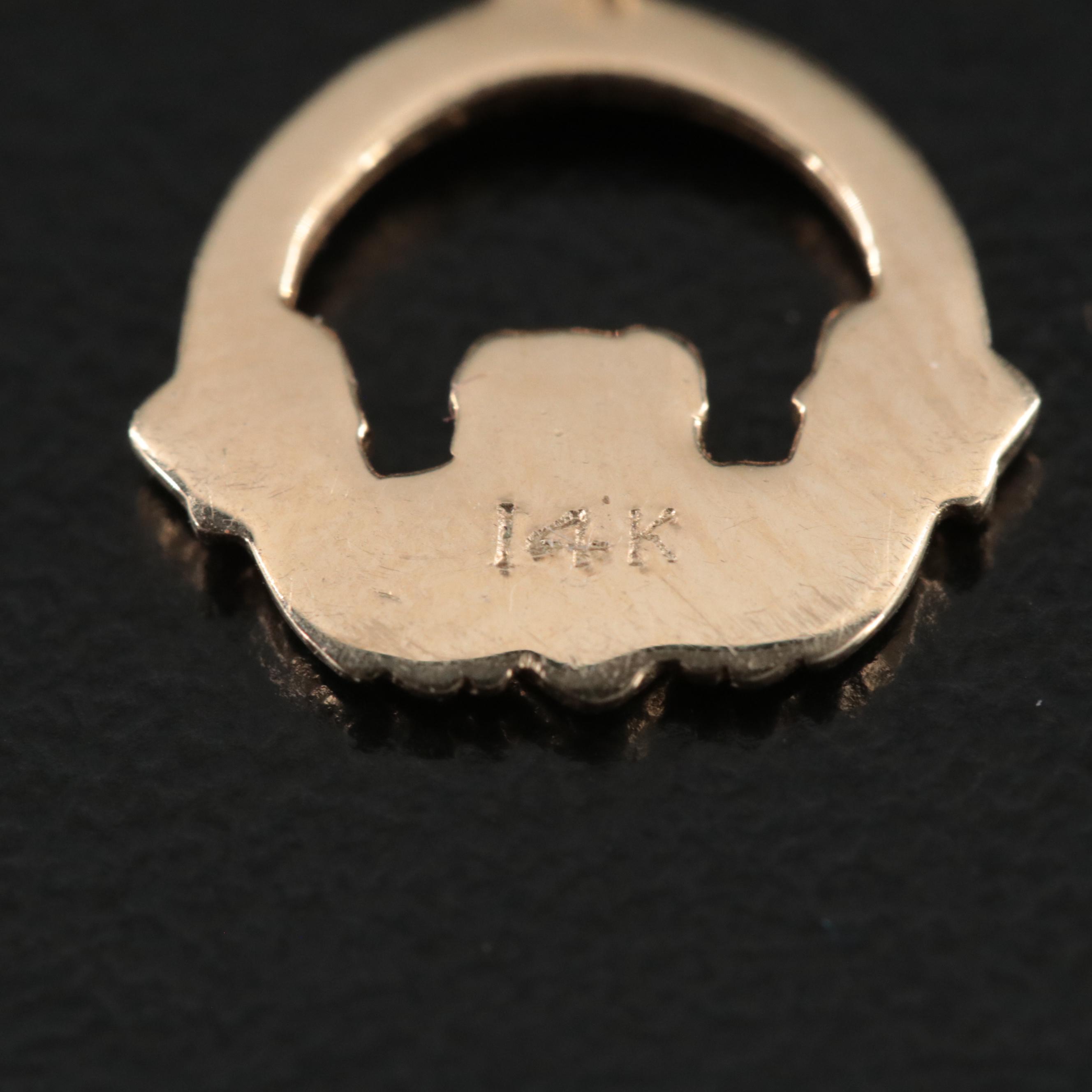 14K Claddagh Pendant