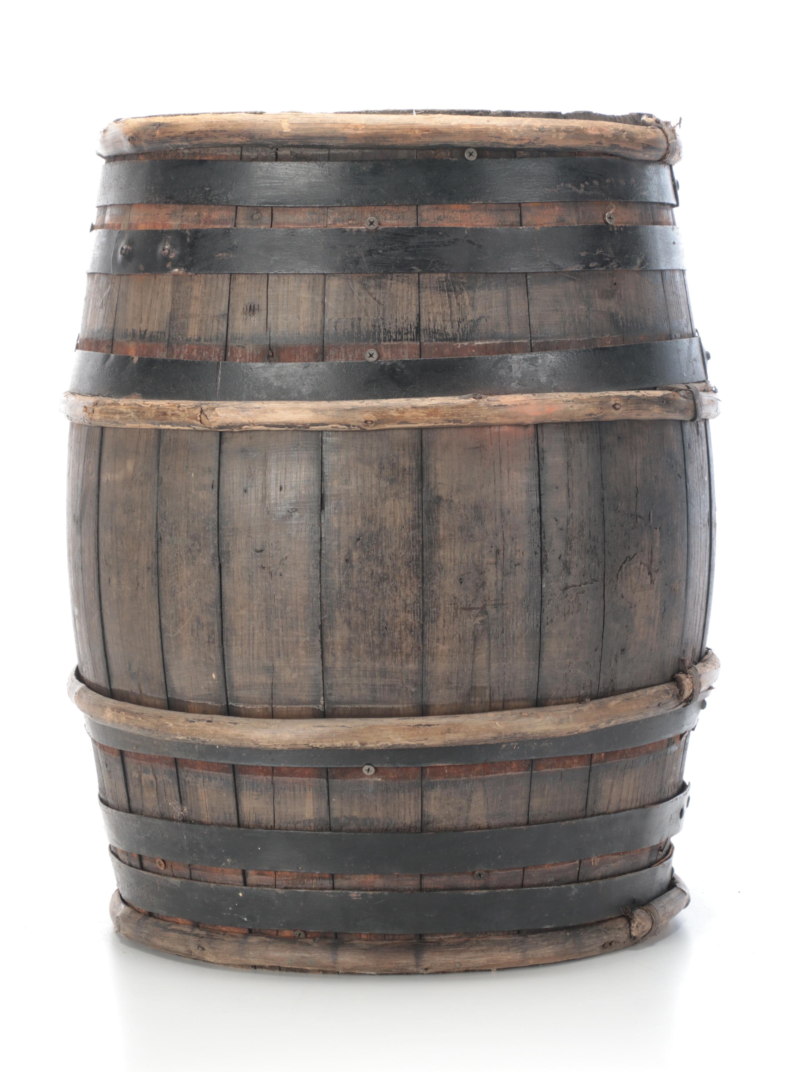 Bent Wooden Stave Wine Barrel, 20th Century