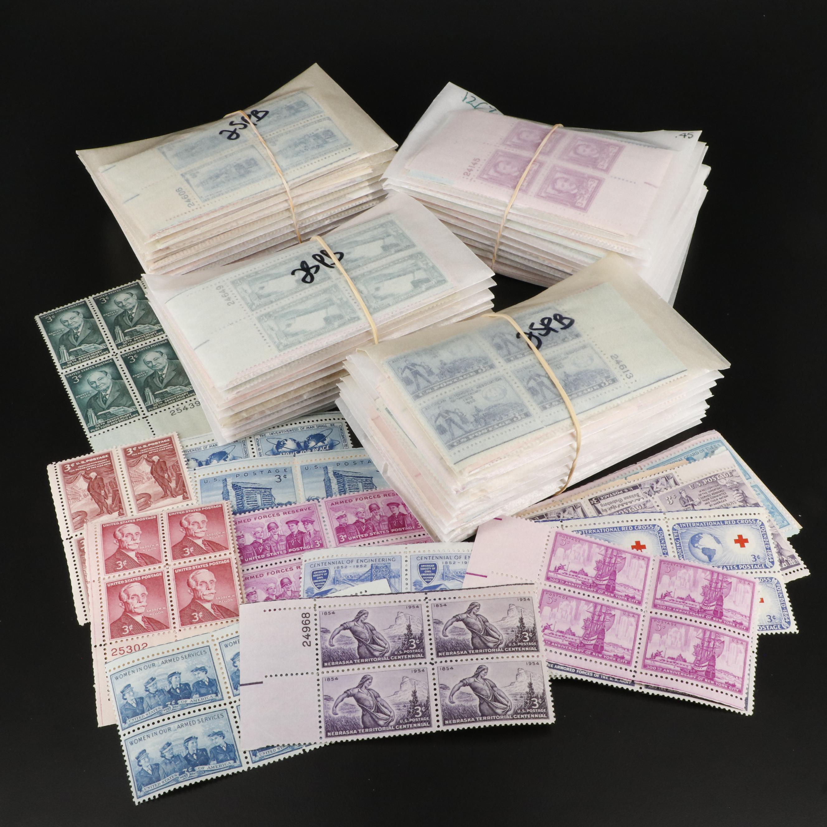 1,000 U.S. Postage Stamp Plate Blocks, 1940s-1950s