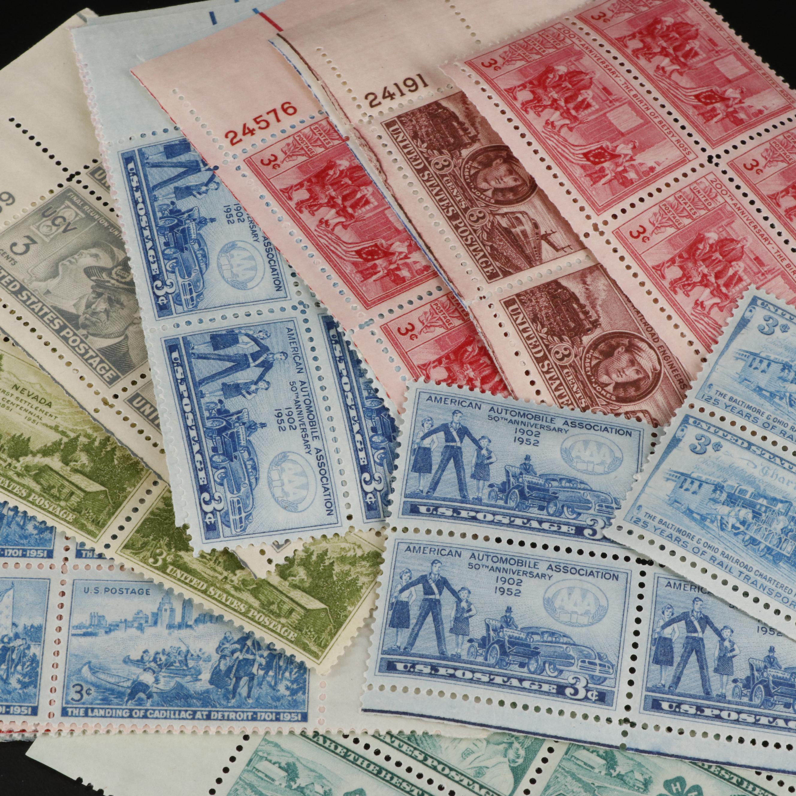 1,000 U.S. Postage Stamp Plate Blocks, 1940s-1950s