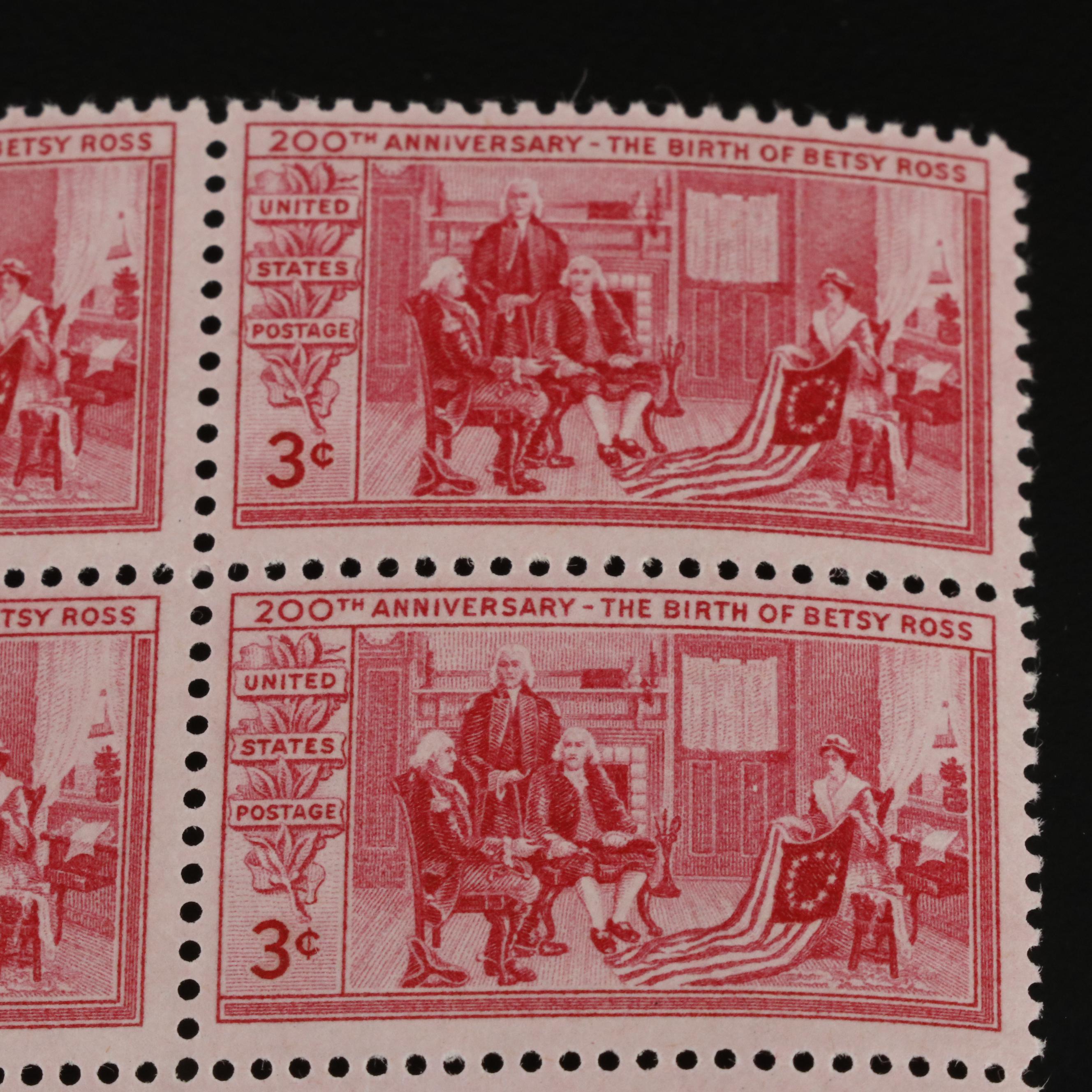 1,000 U.S. Postage Stamp Plate Blocks, 1940s-1950s