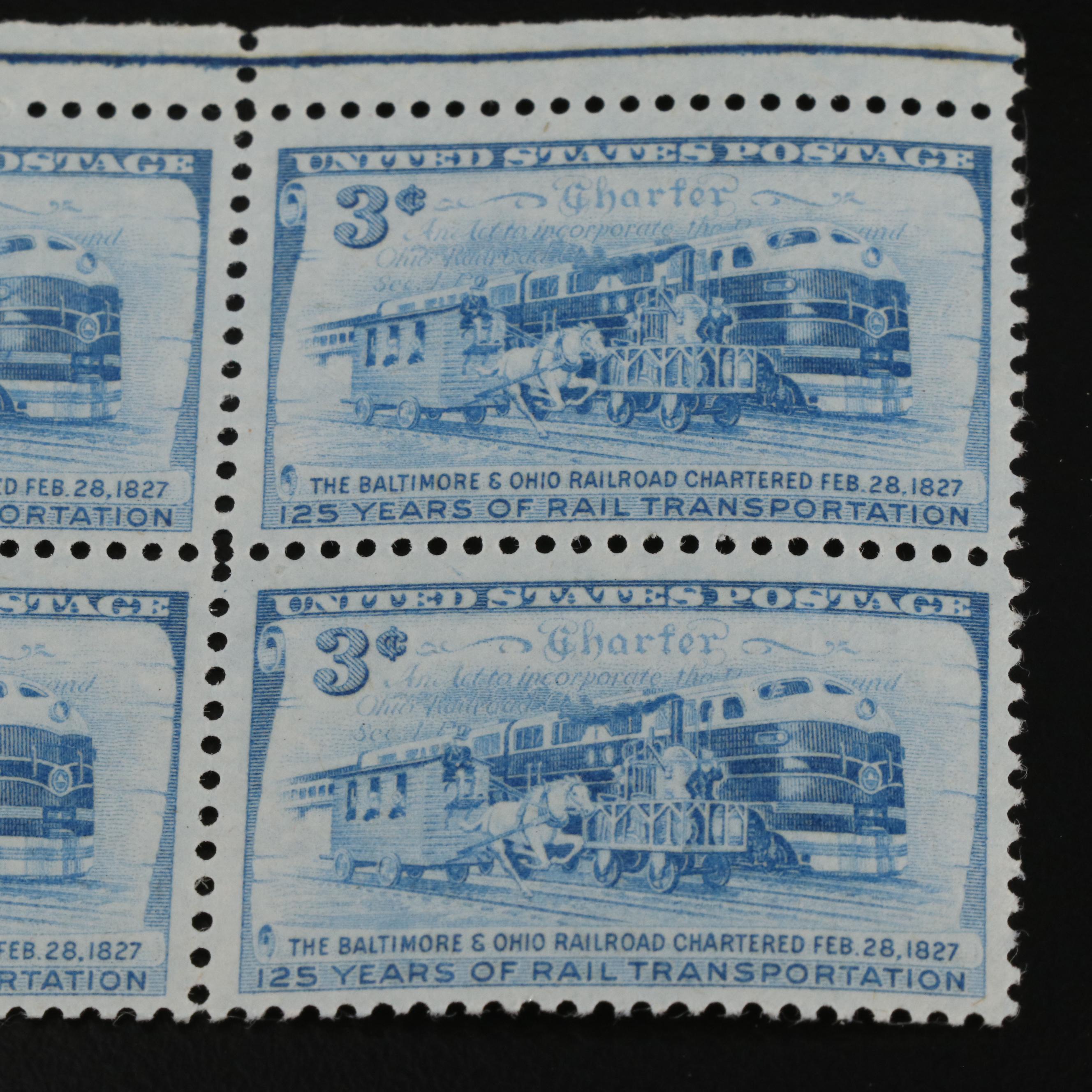 1,000 U.S. Postage Stamp Plate Blocks, 1940s-1950s