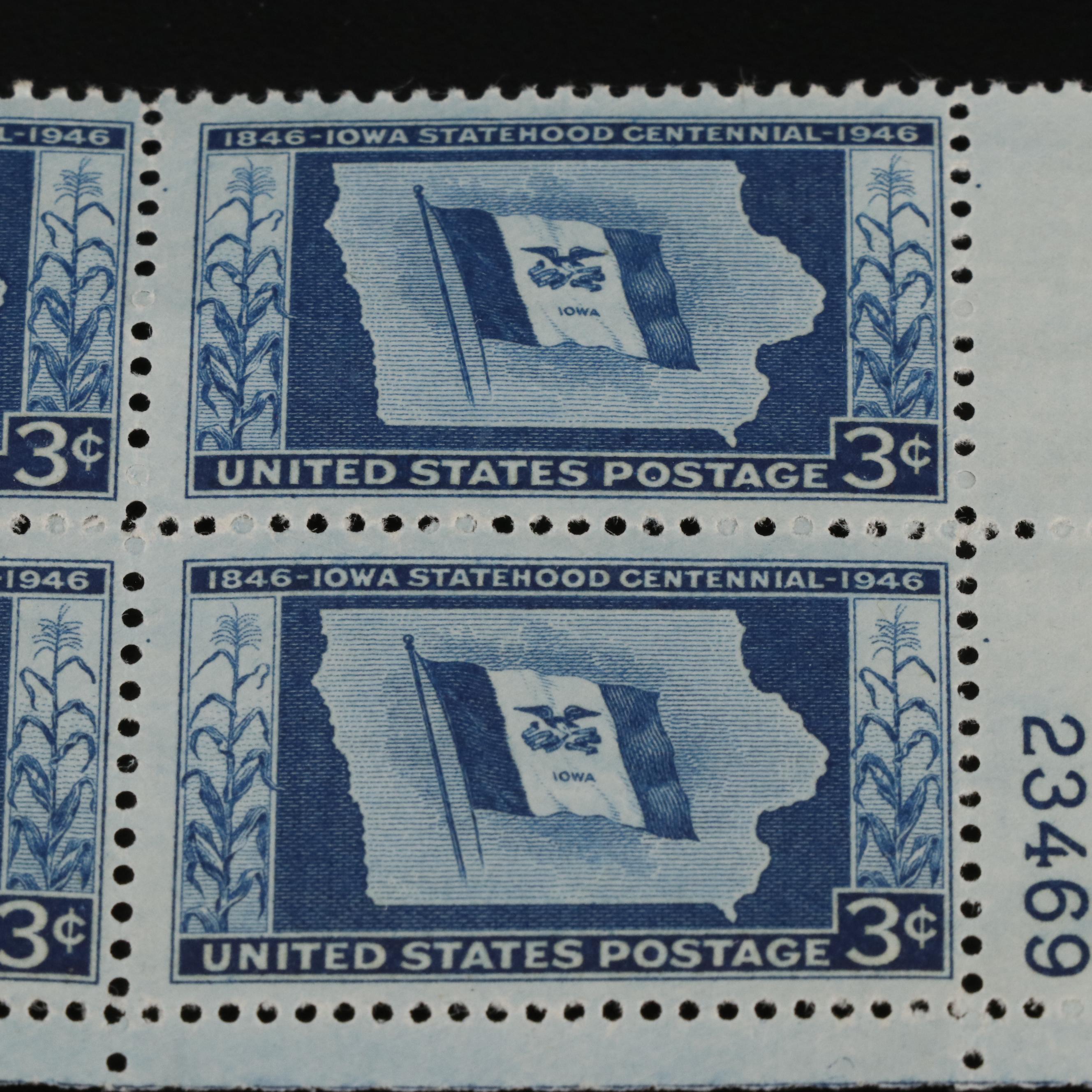 1,000 U.S. Postage Stamp Plate Blocks, 1940s-1950s