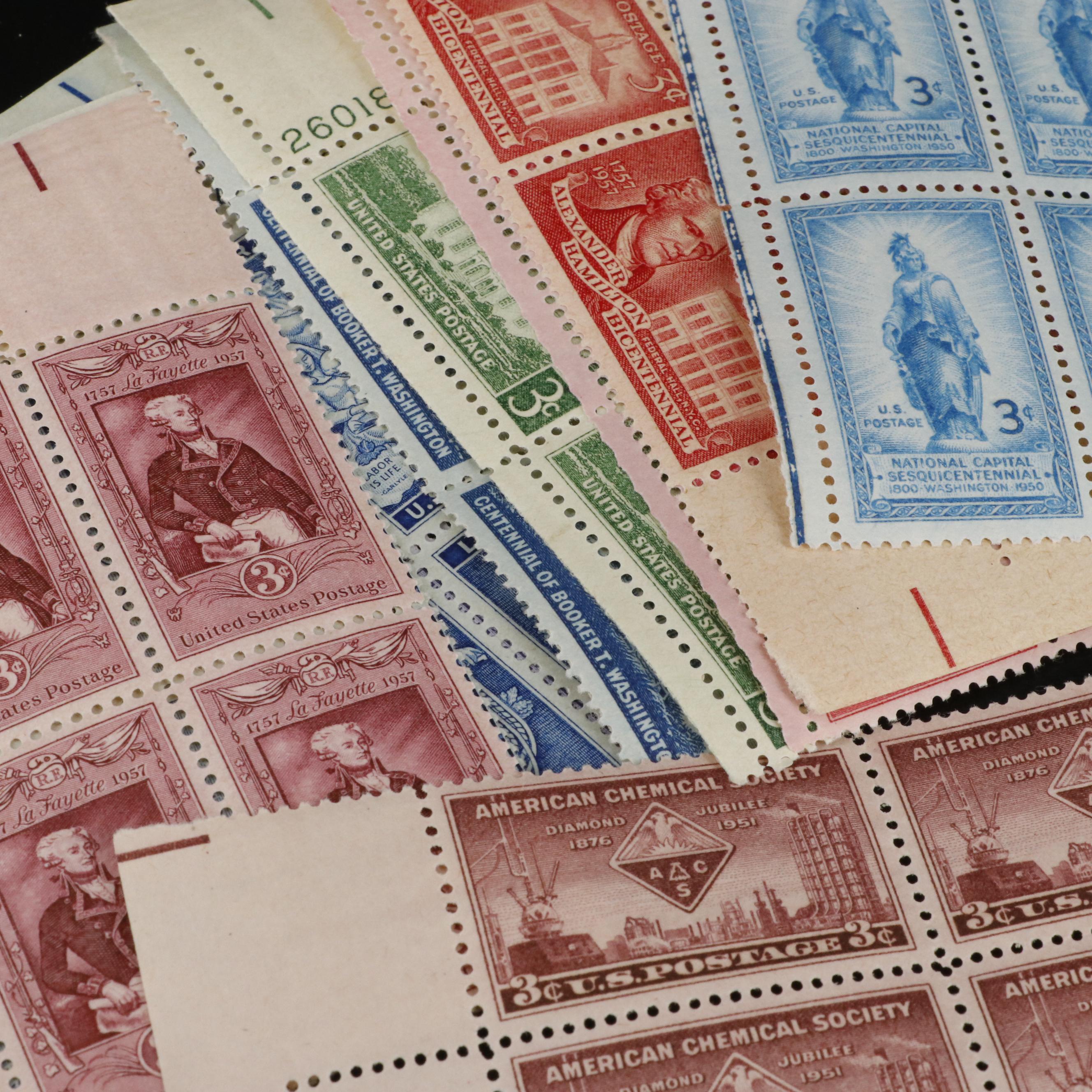 1,000 U.S. Postage Stamp Plate Blocks, 1940s-1950s