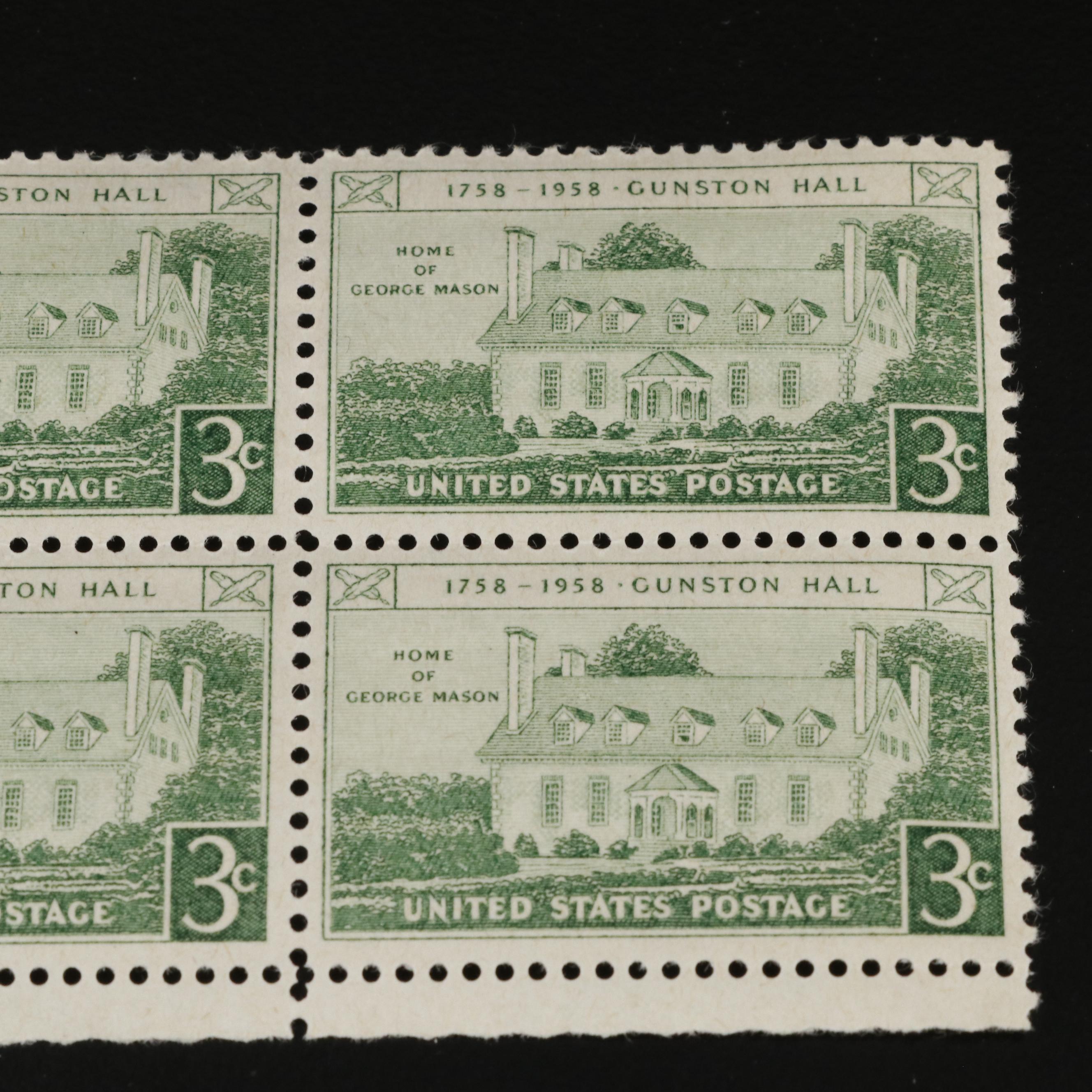 1,000 U.S. Postage Stamp Plate Blocks, 1940s-1950s