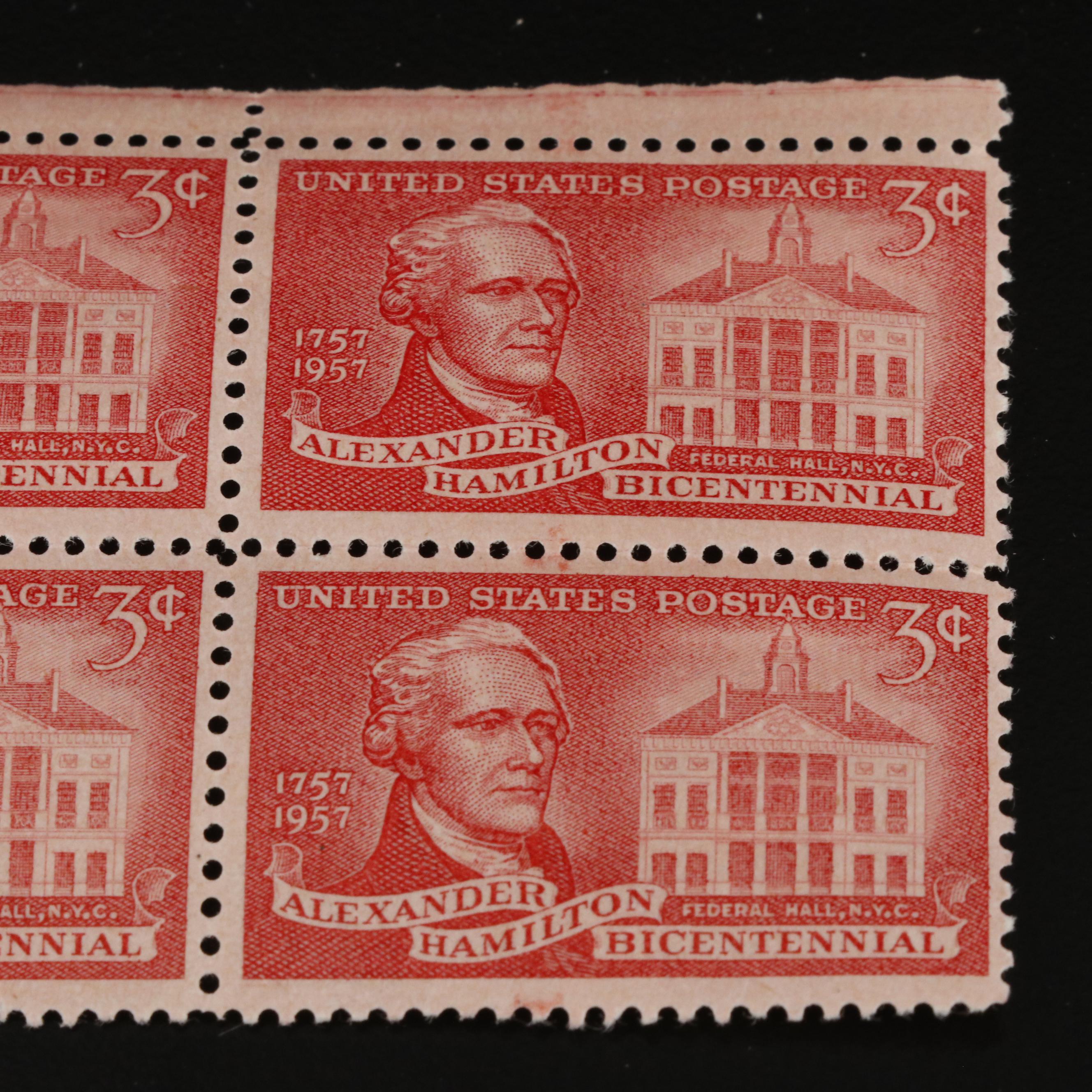 1,000 U.S. Postage Stamp Plate Blocks, 1940s-1950s