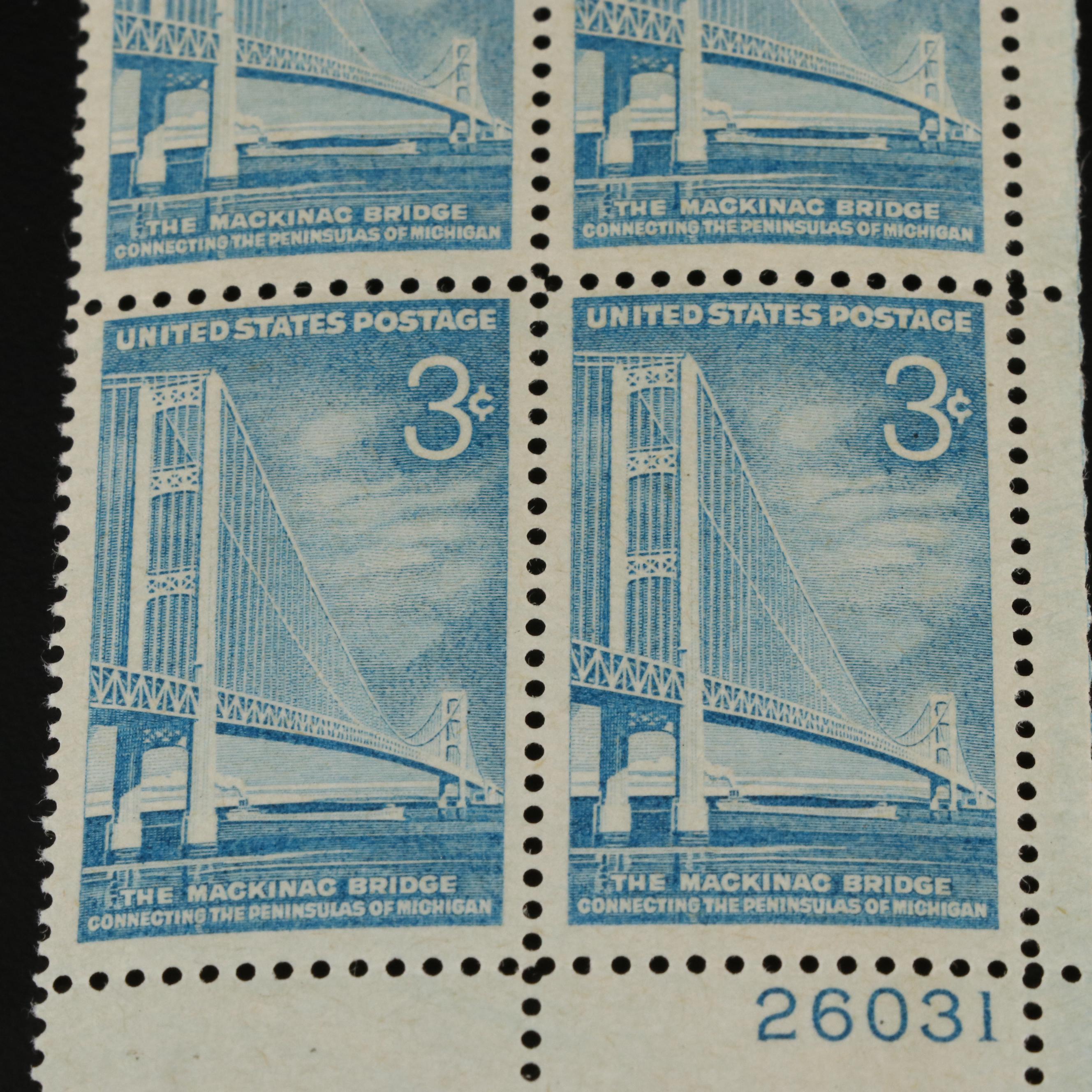 1,000 U.S. Postage Stamp Plate Blocks, 1940s-1950s
