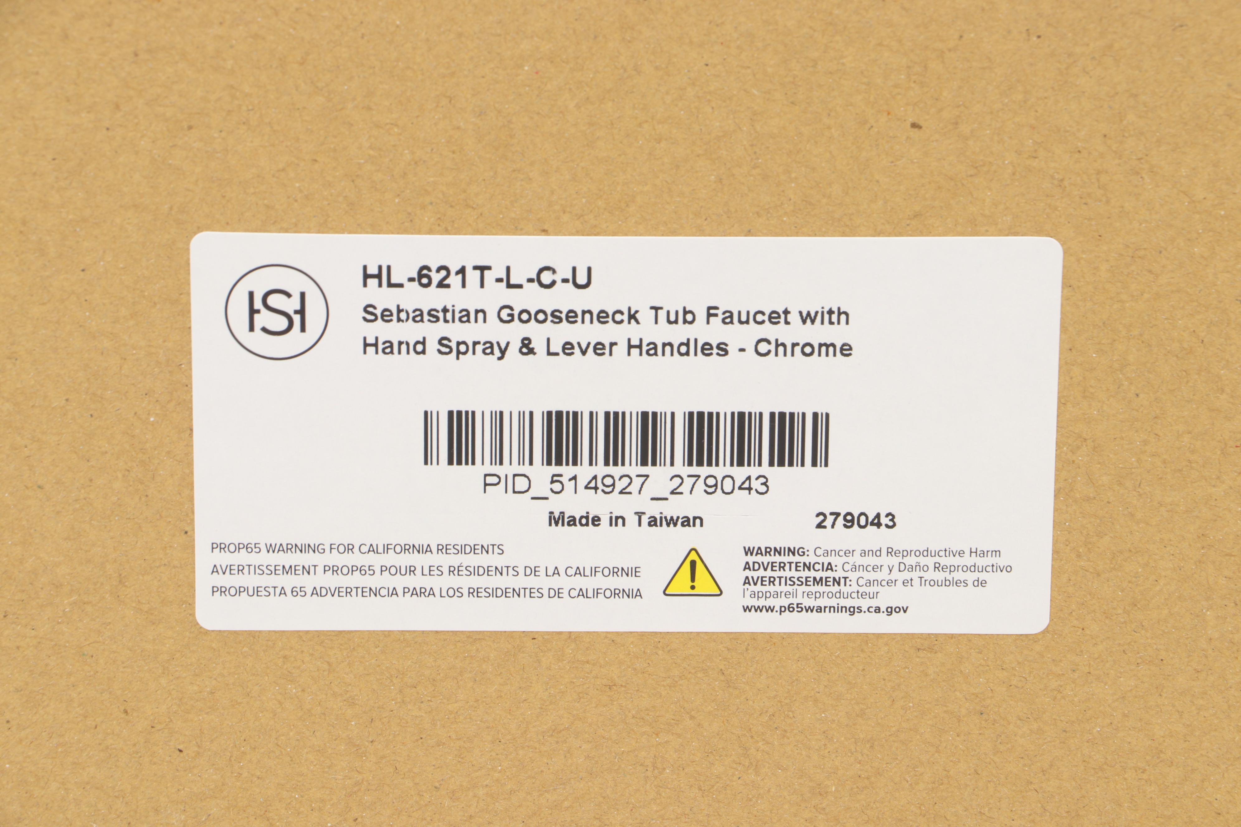 Signature Hardware Chrome Sebastian Gooseneck Tub Faucet with Spray and Handles