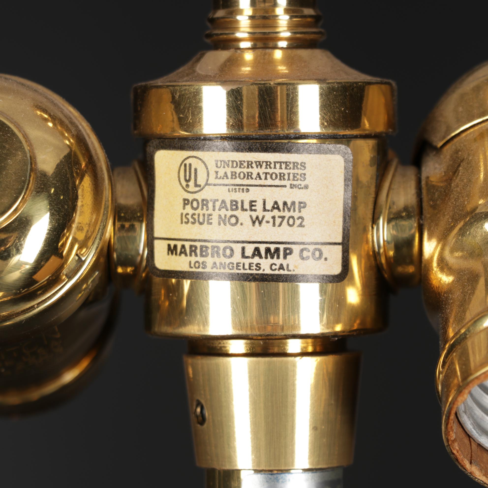 Marbro Lamp Co. Brass and Crystal Table Lamp Featured with Pair of Gilt Frames