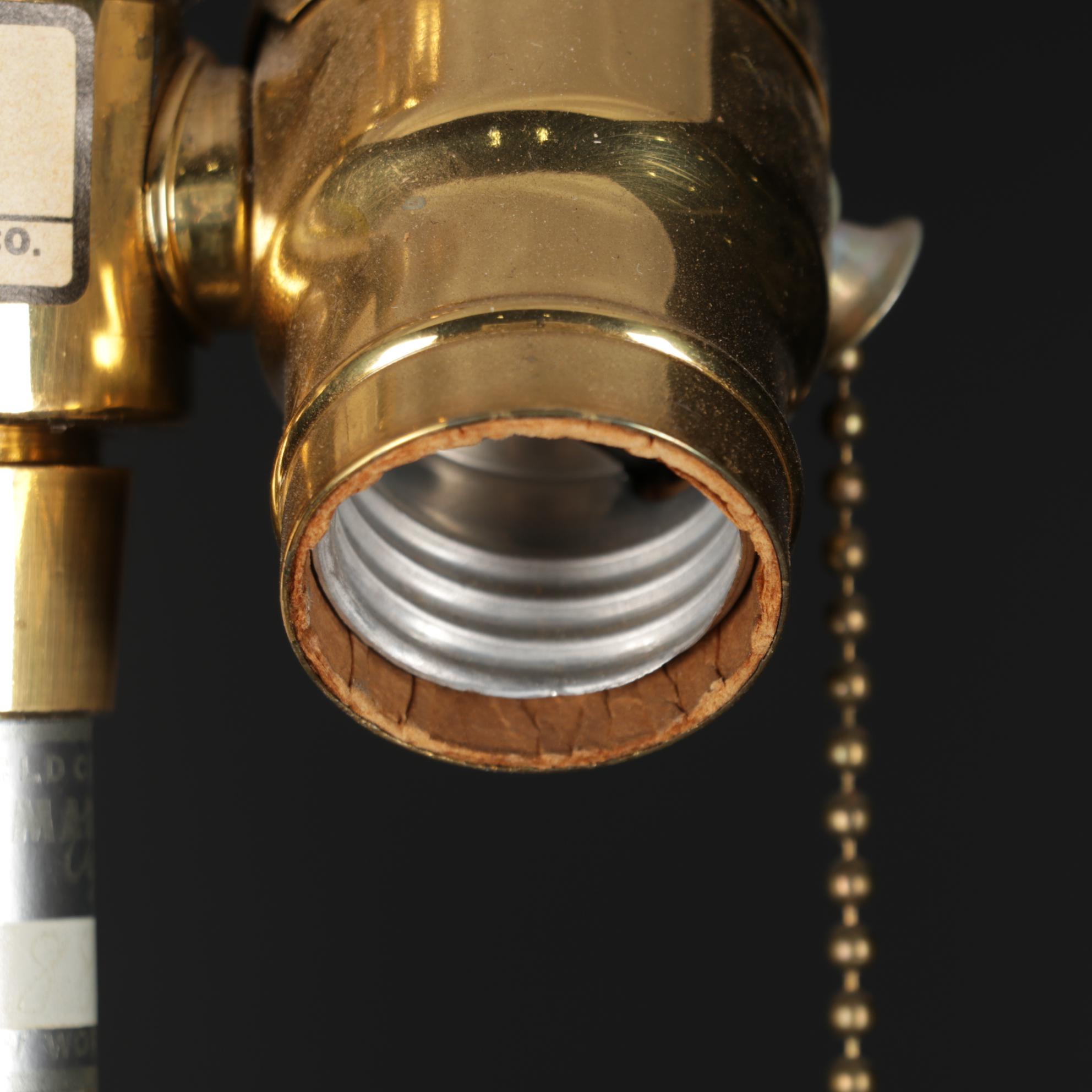 Marbro Lamp Co. Brass and Crystal Table Lamp Featured with Pair of Gilt Frames