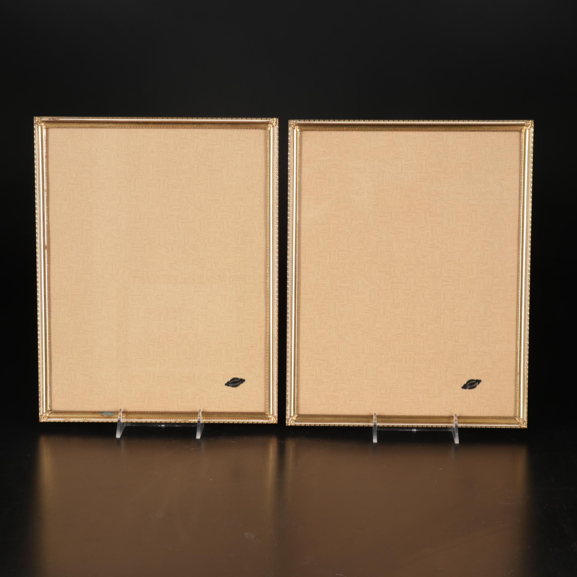 Marbro Lamp Co. Brass and Crystal Table Lamp Featured with Pair of Gilt Frames