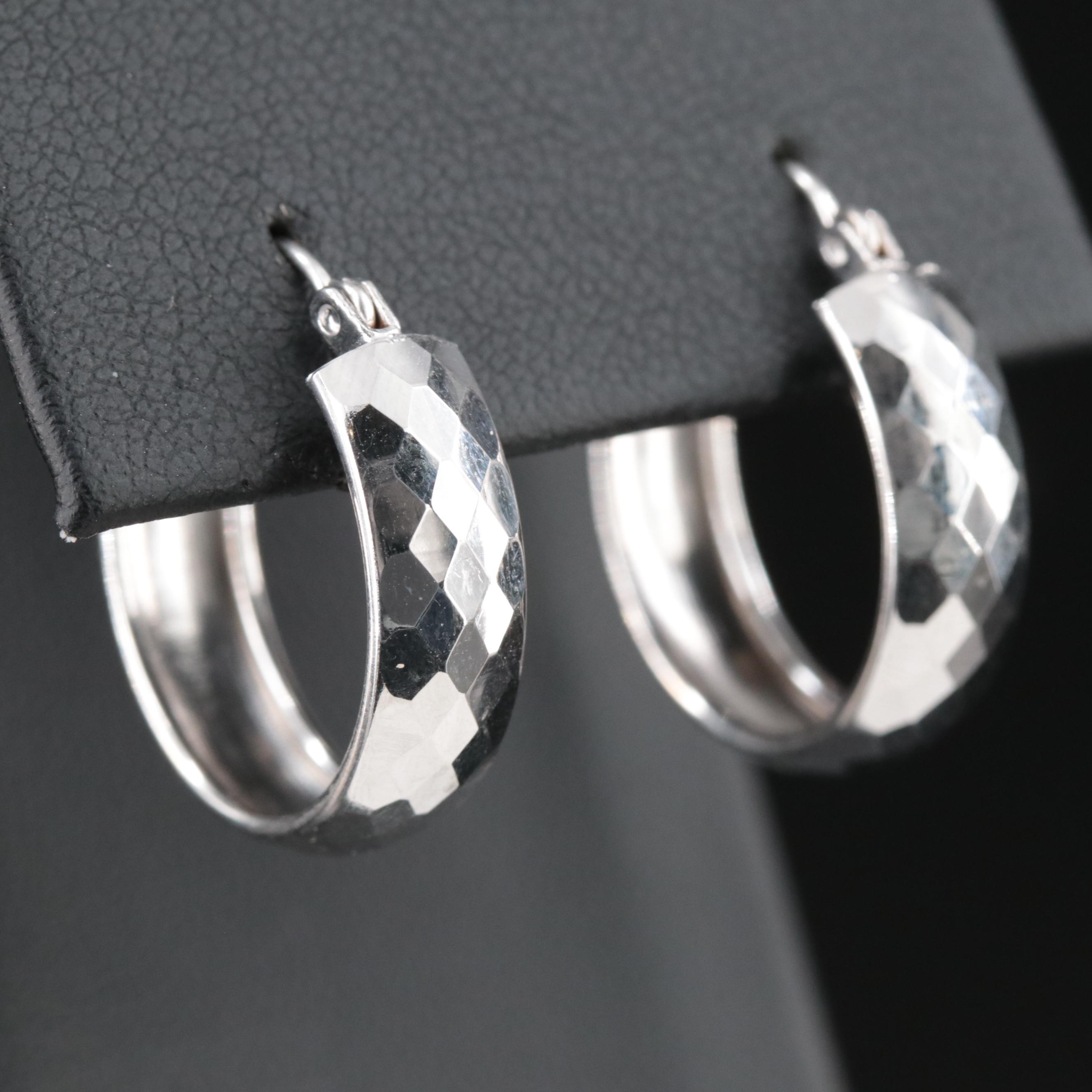 18K Faceted Hoops