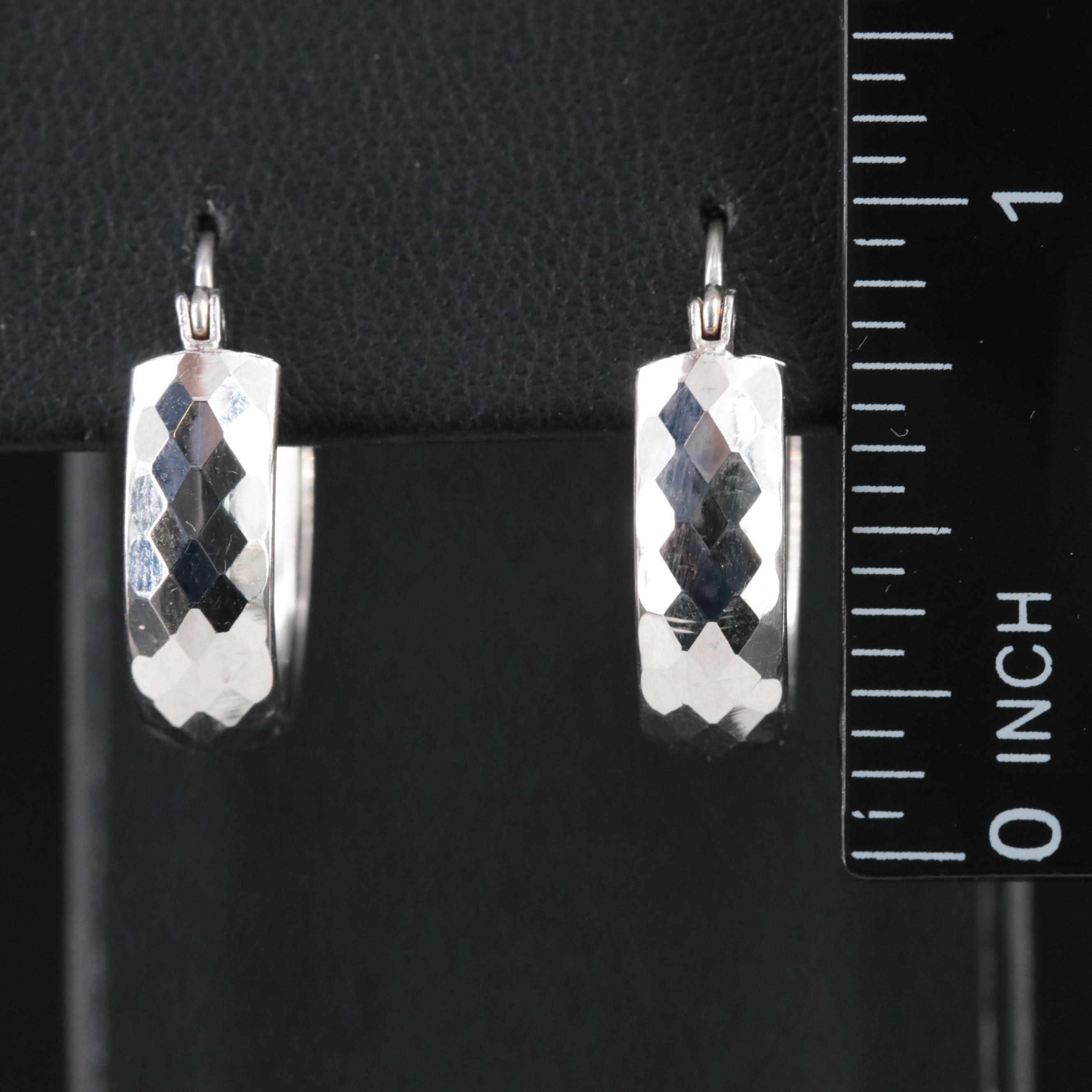 18K Faceted Hoops