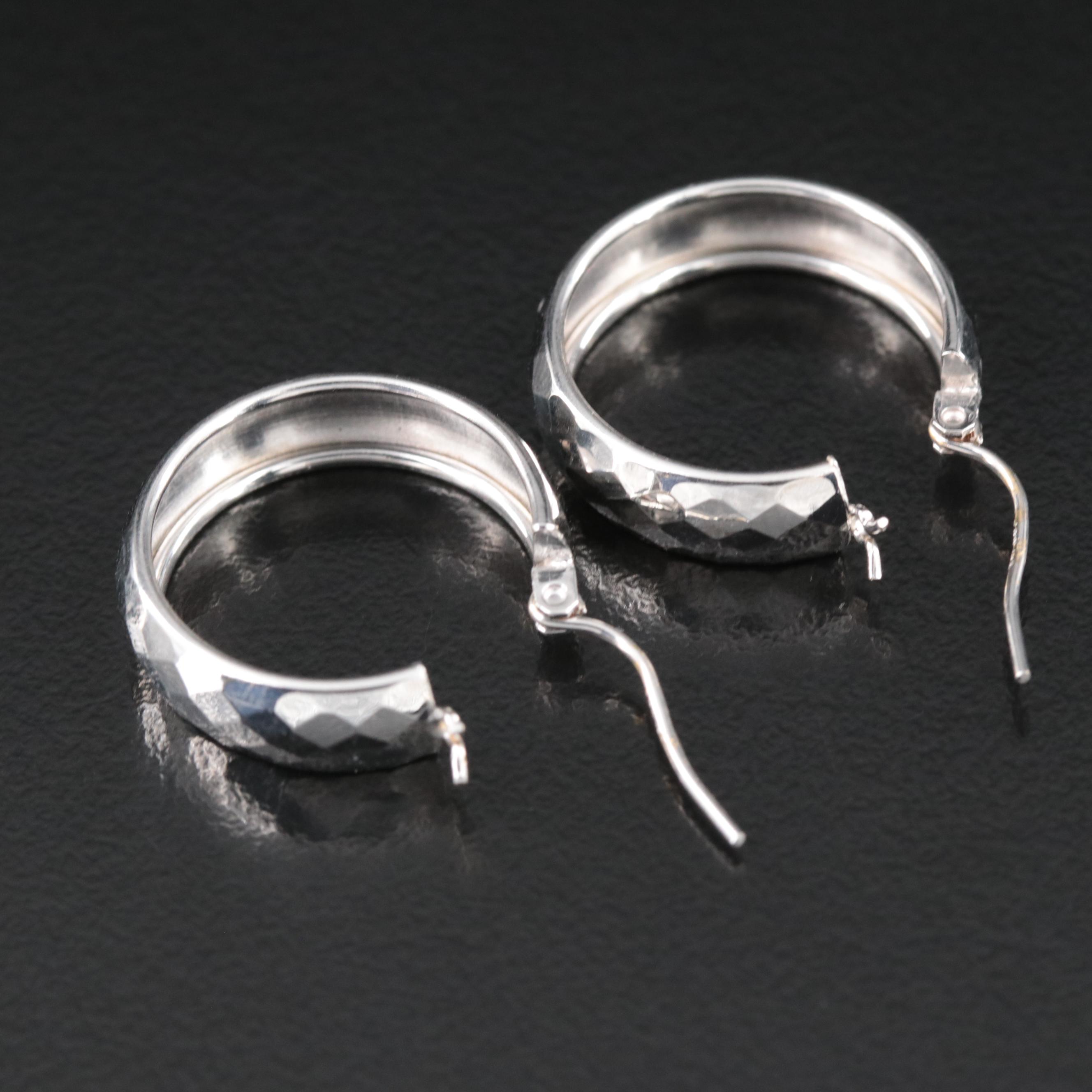 18K Faceted Hoops