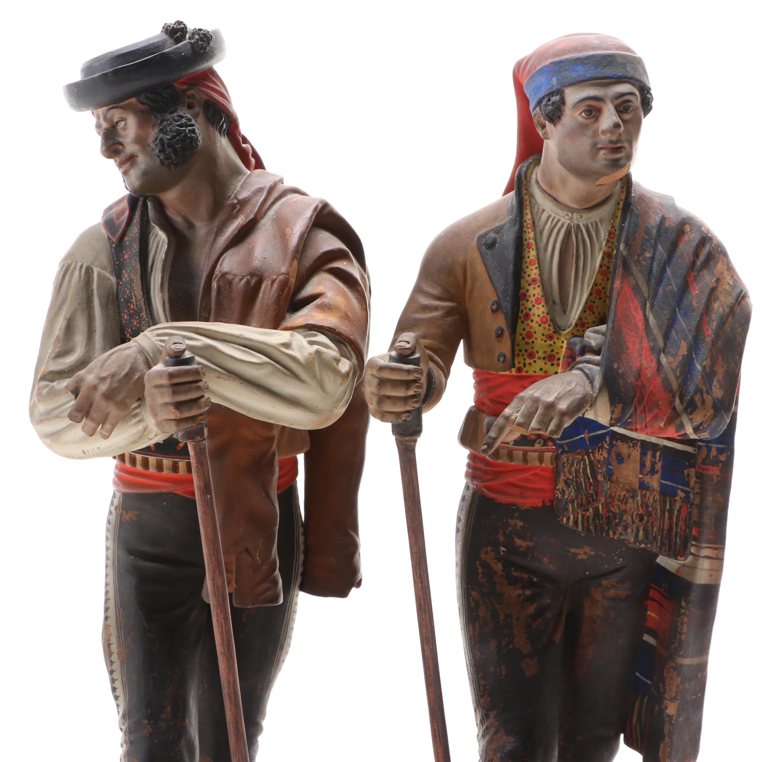 Pair of Jose Cubero Spanish Cold-Painted Terracotta Figures