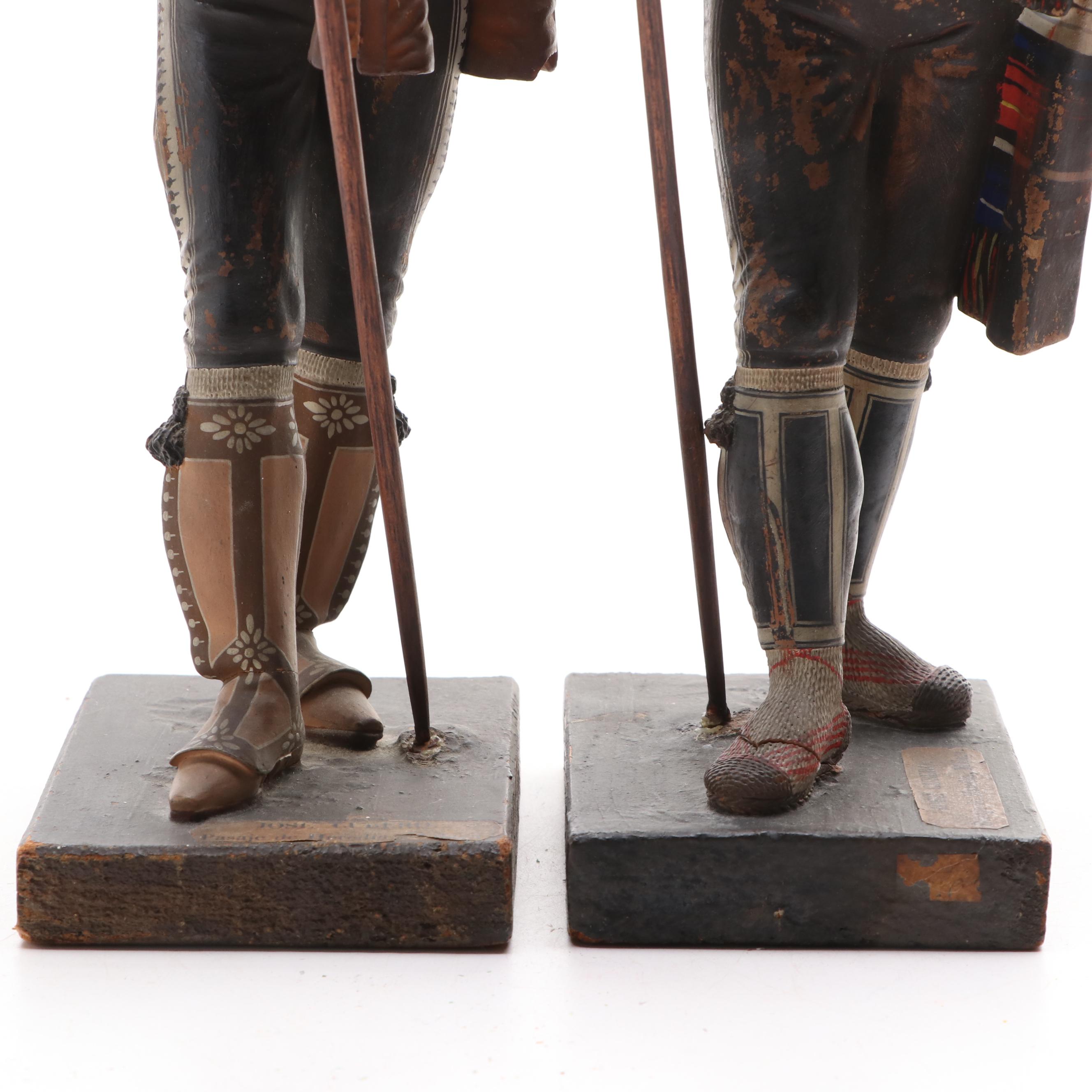 Pair of Jose Cubero Spanish Cold-Painted Terracotta Figures