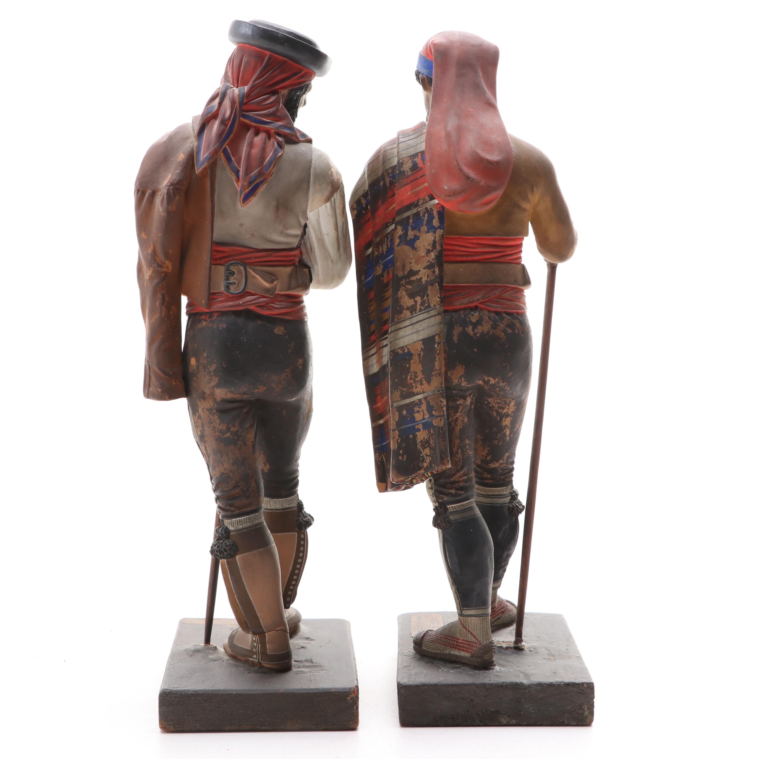 Pair of Jose Cubero Spanish Cold-Painted Terracotta Figures
