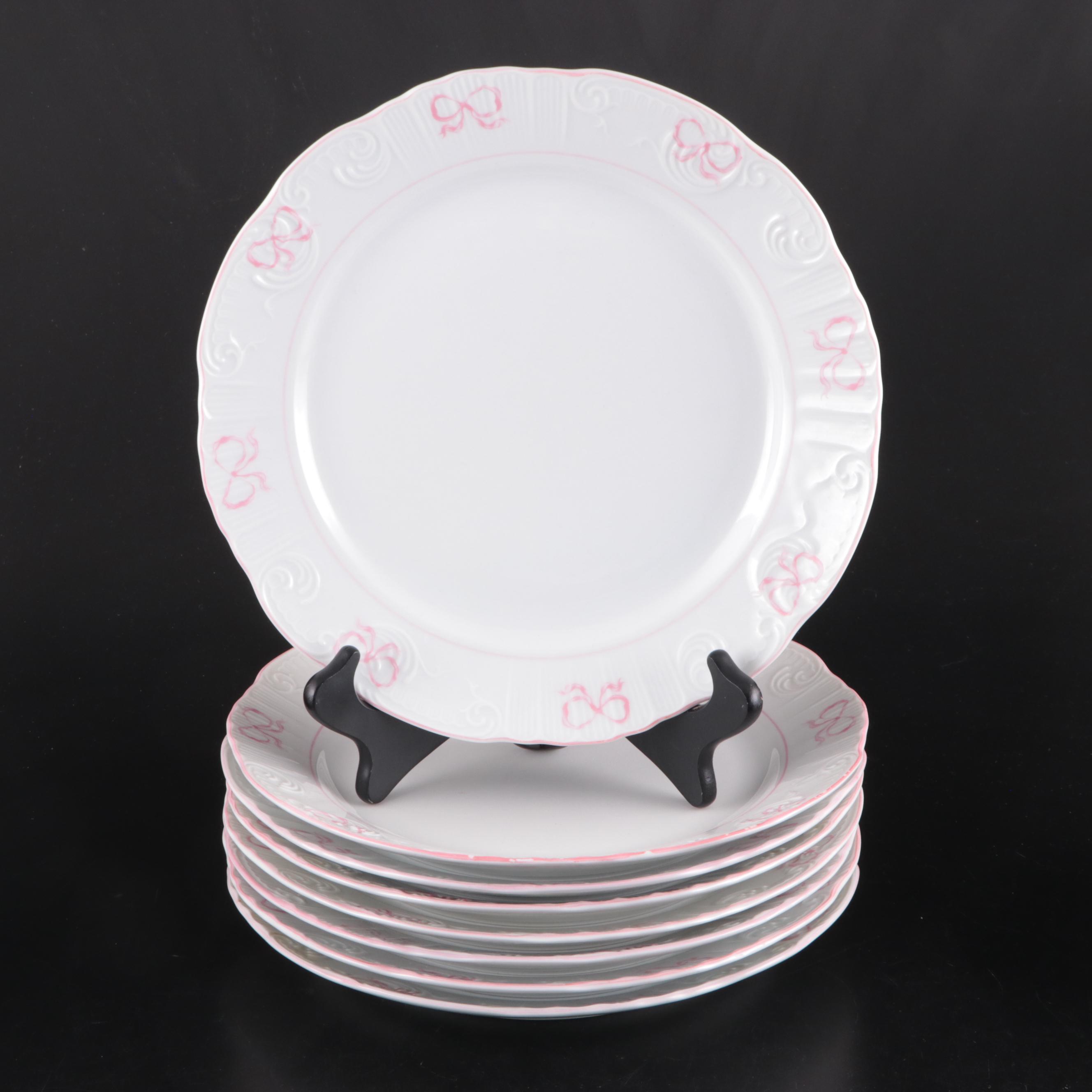 Vista Alegre and Other  "Ruban Pink" Porcelain Dinnerware and Glass Stemware