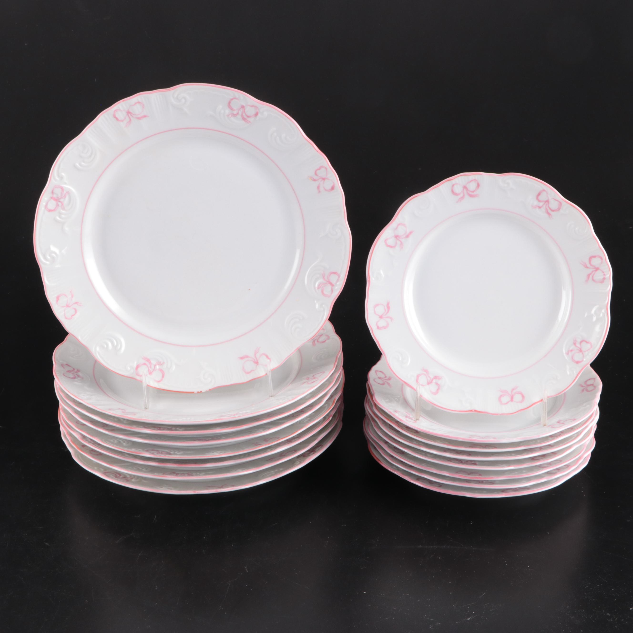 Vista Alegre and Other  "Ruban Pink" Porcelain Dinnerware and Glass Stemware