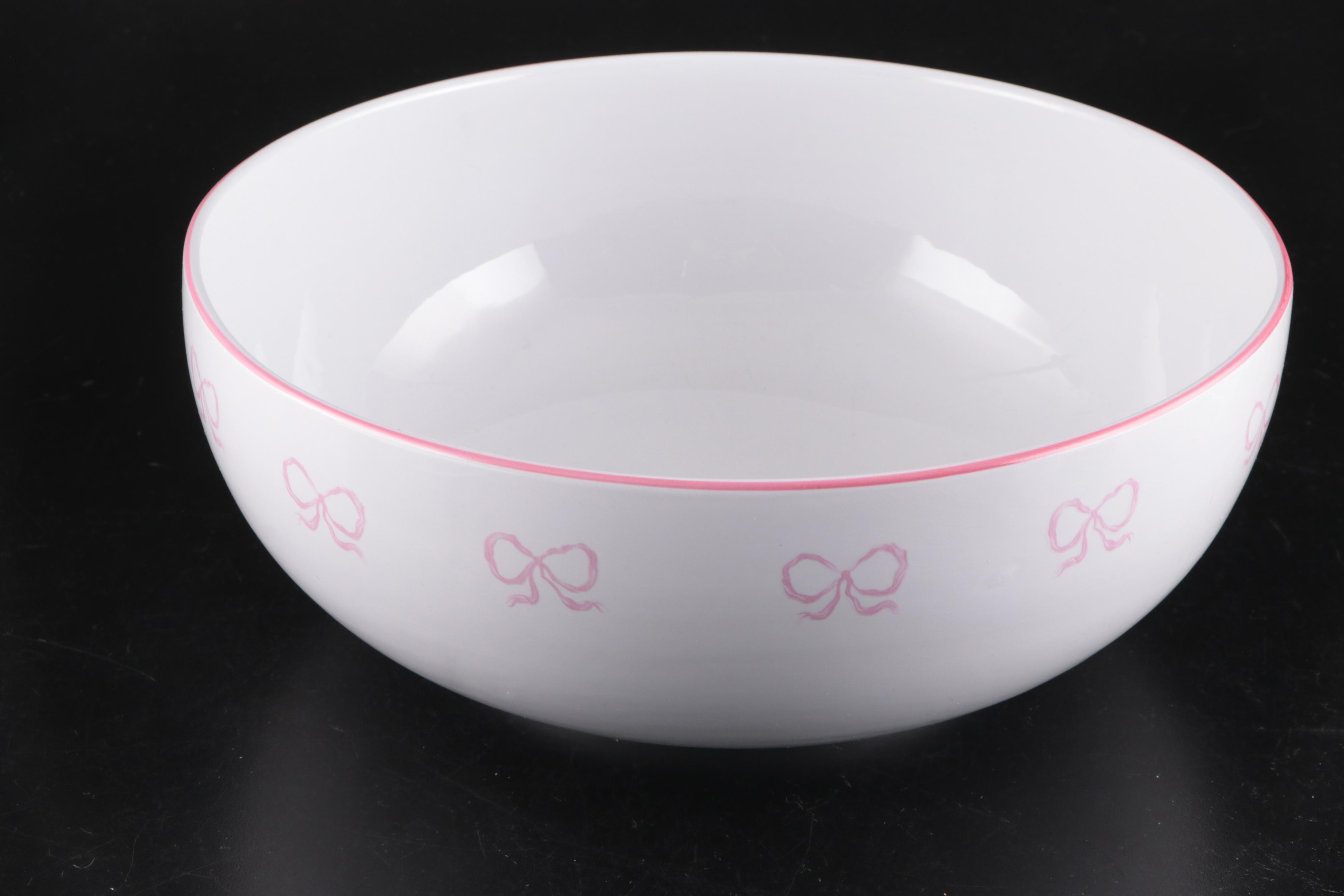 Vista Alegre and Other  "Ruban Pink" Porcelain Dinnerware and Glass Stemware