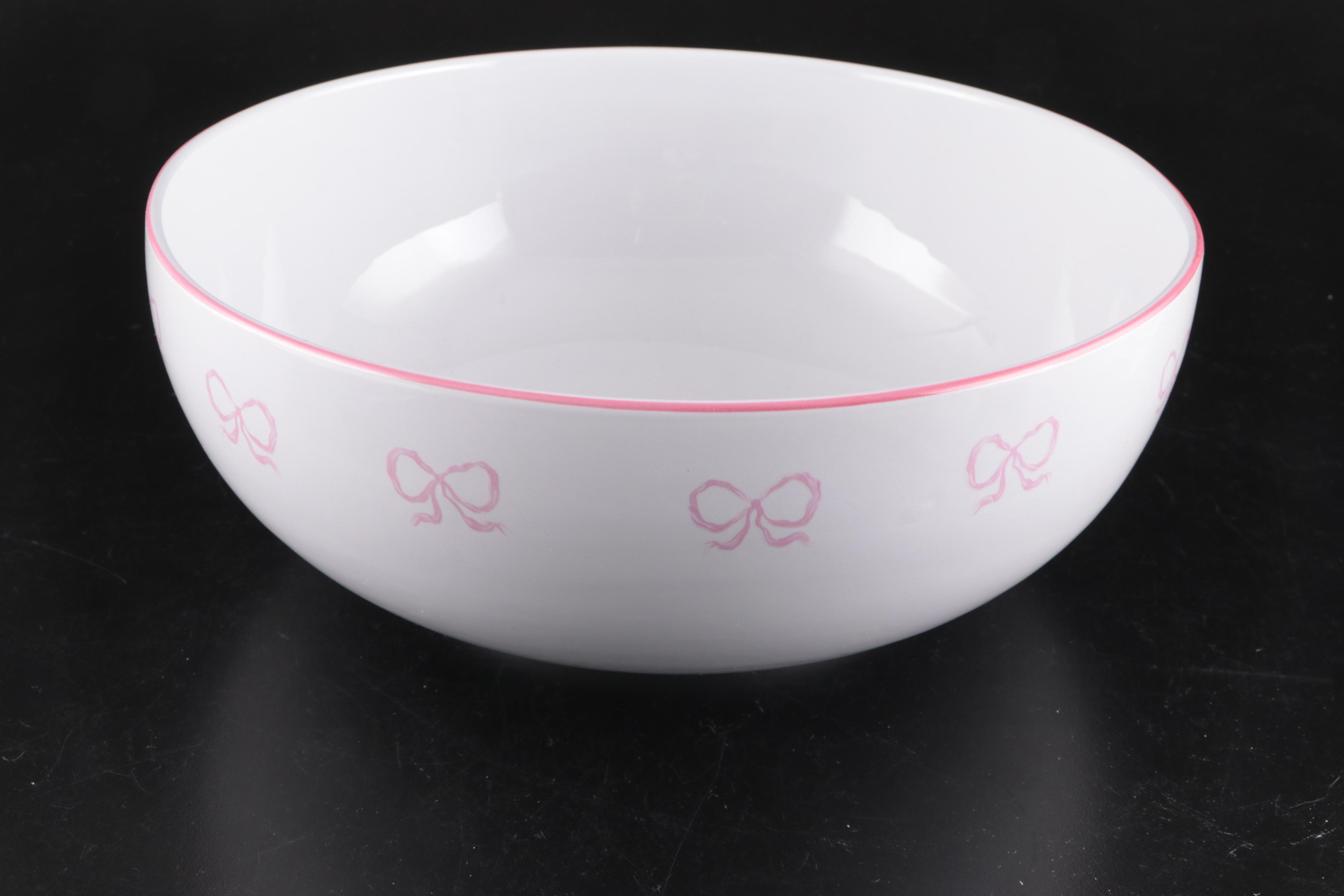 Vista Alegre and Other  "Ruban Pink" Porcelain Dinnerware and Glass Stemware