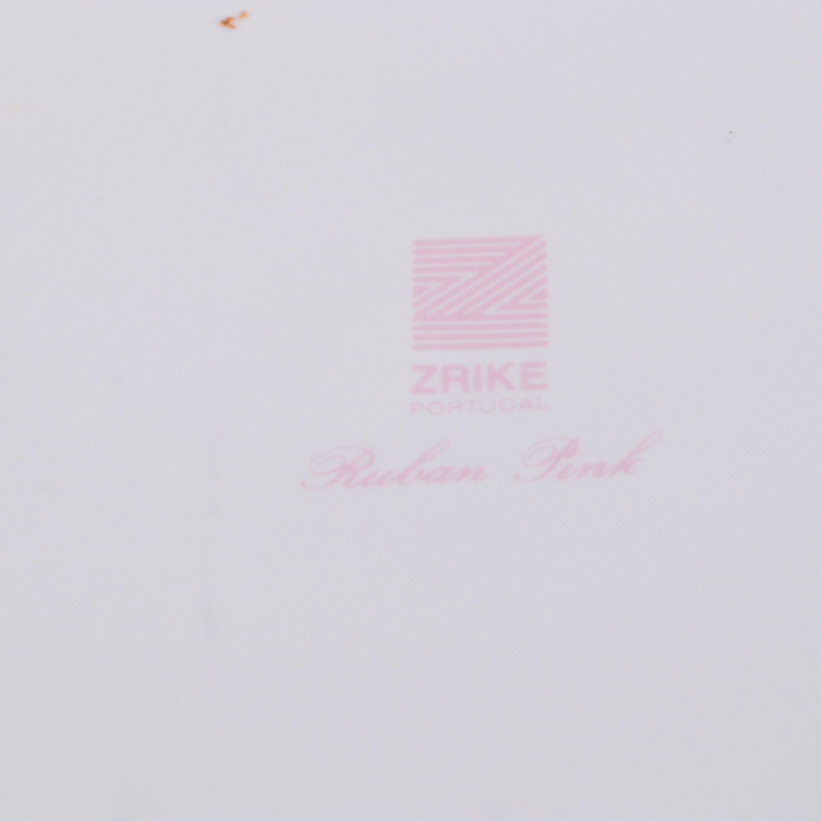 Vista Alegre and Other  "Ruban Pink" Porcelain Dinnerware and Glass Stemware