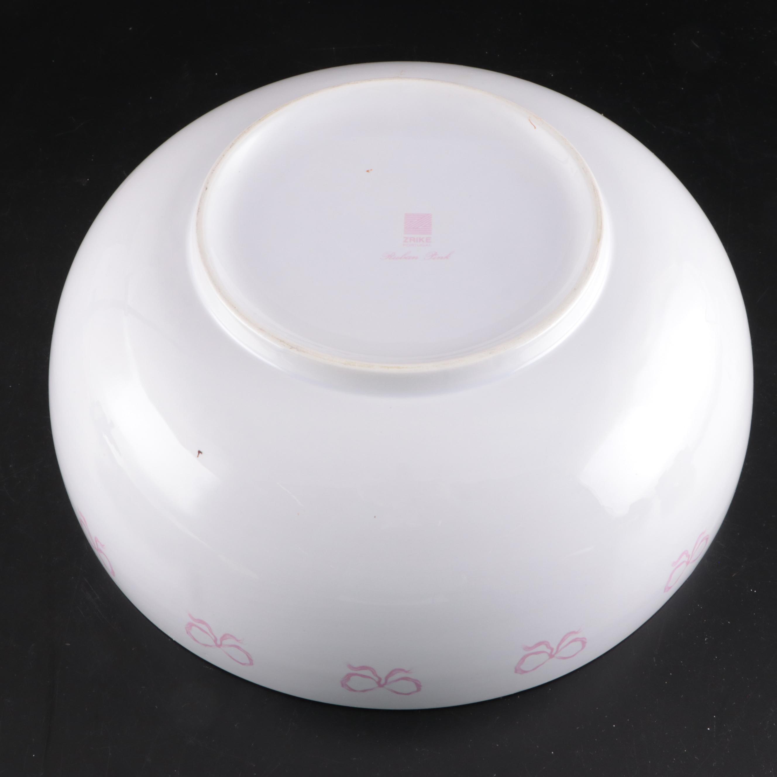 Vista Alegre and Other  "Ruban Pink" Porcelain Dinnerware and Glass Stemware