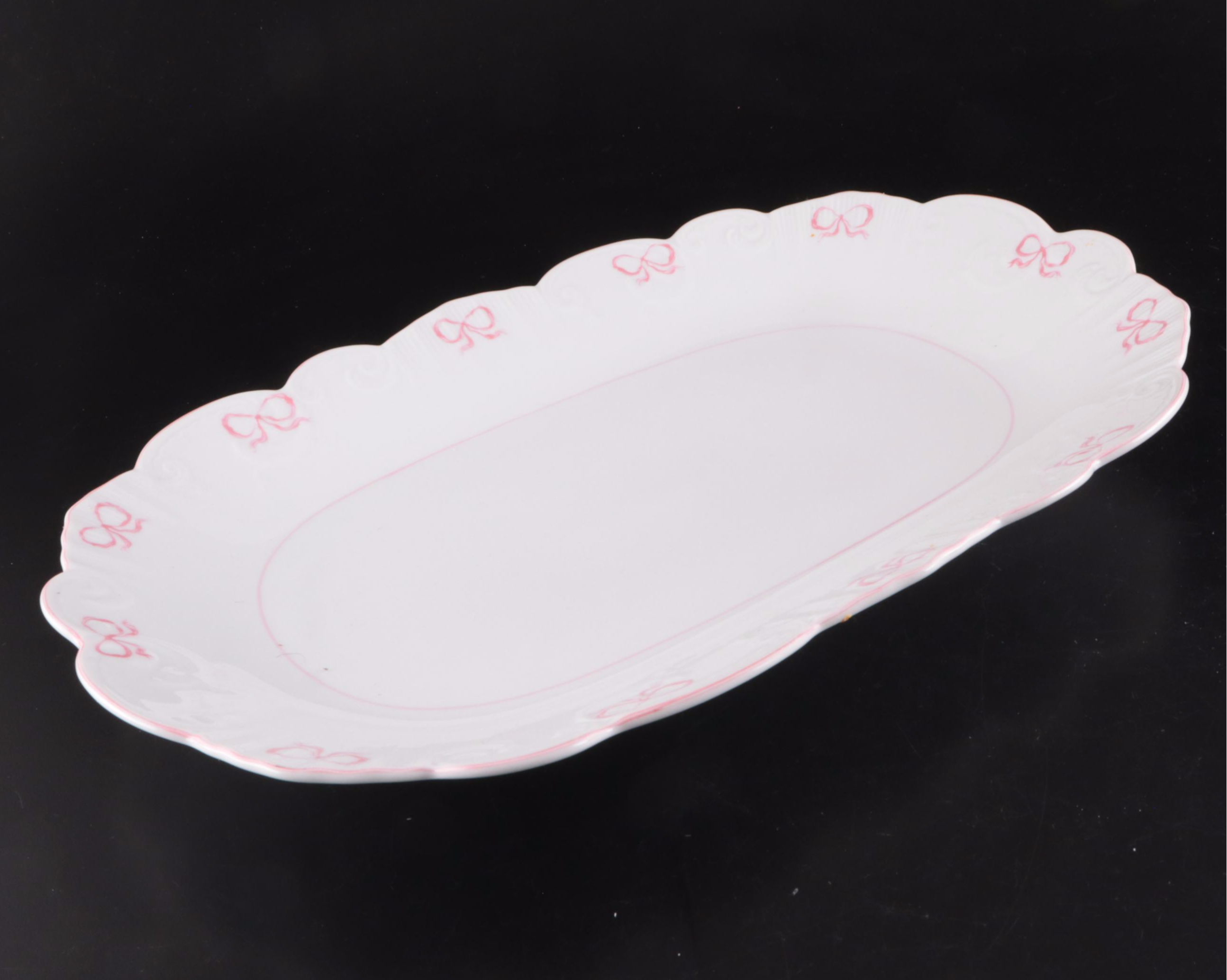 Vista Alegre and Other  "Ruban Pink" Porcelain Dinnerware and Glass Stemware