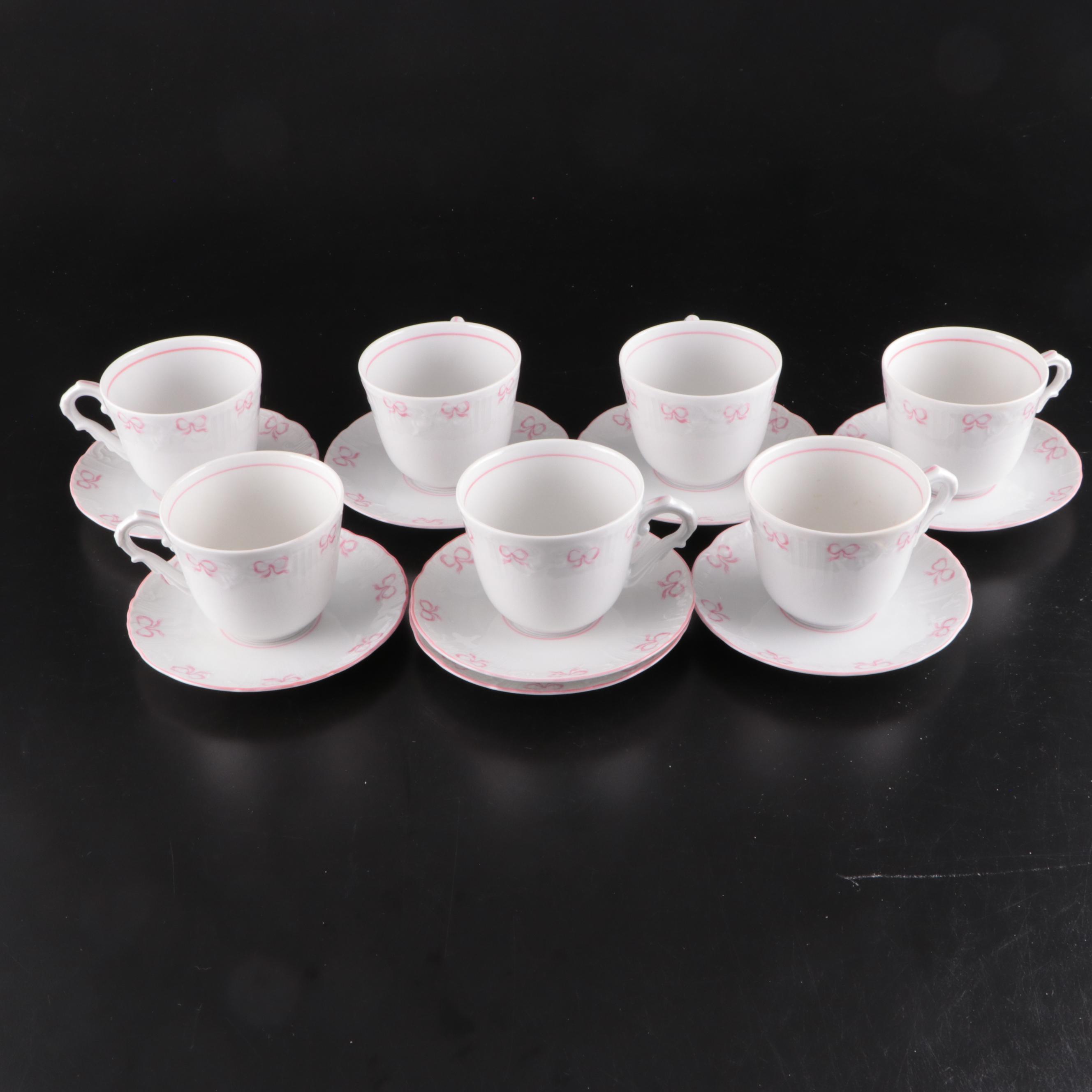 Vista Alegre and Other  "Ruban Pink" Porcelain Dinnerware and Glass Stemware