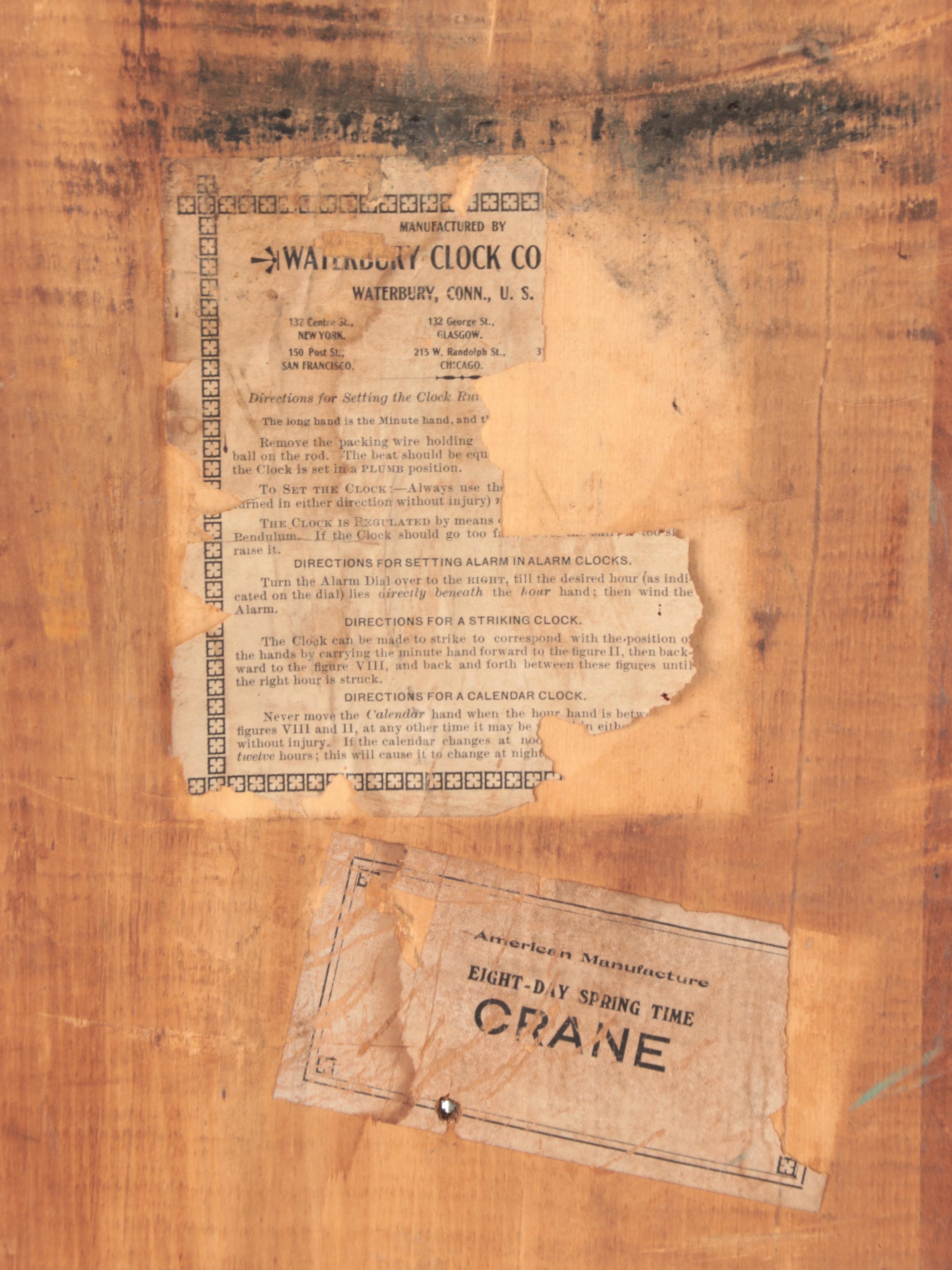 Waterbury  "Crane" Regulator Clock, Early 20th Century