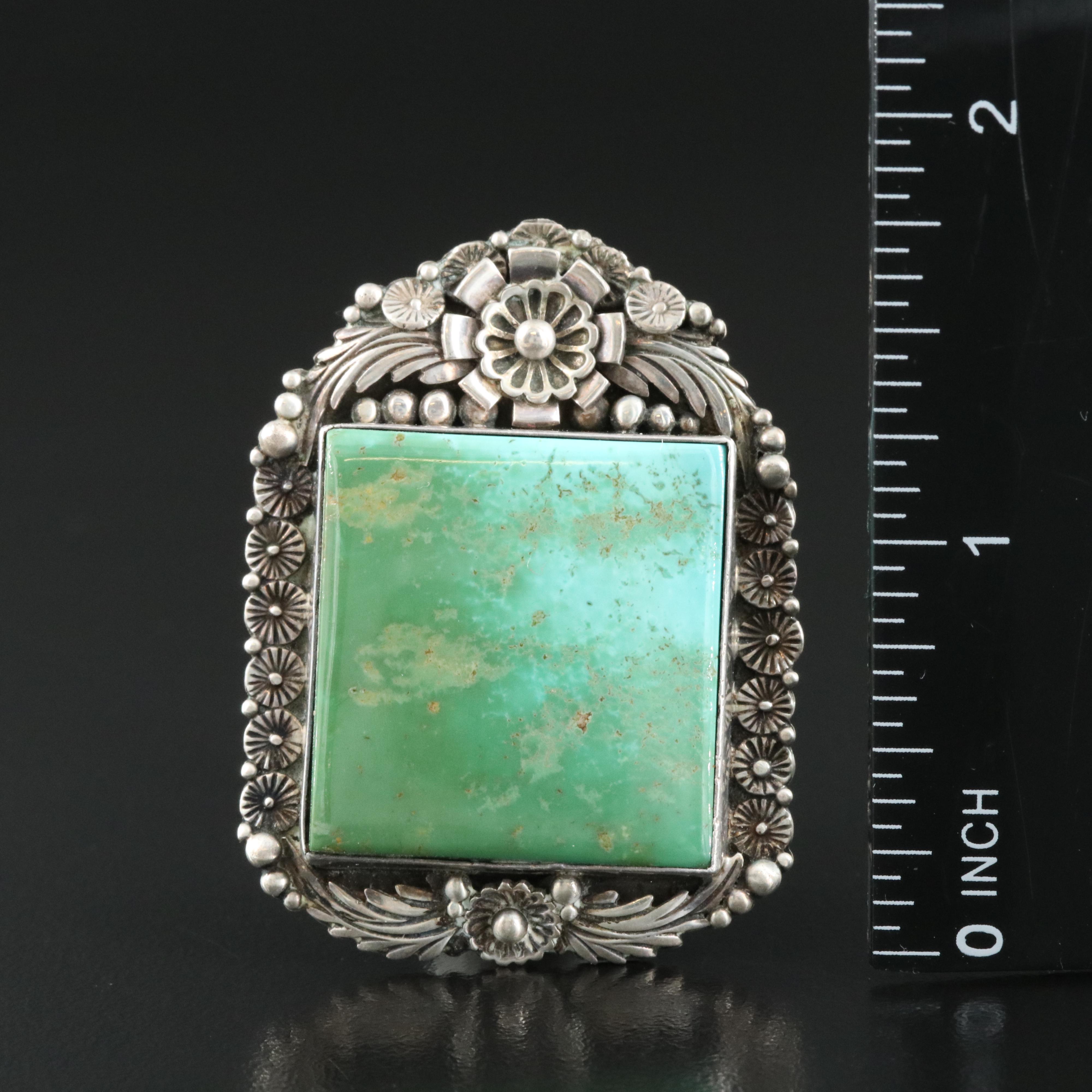Sterling Turquoise Brooch