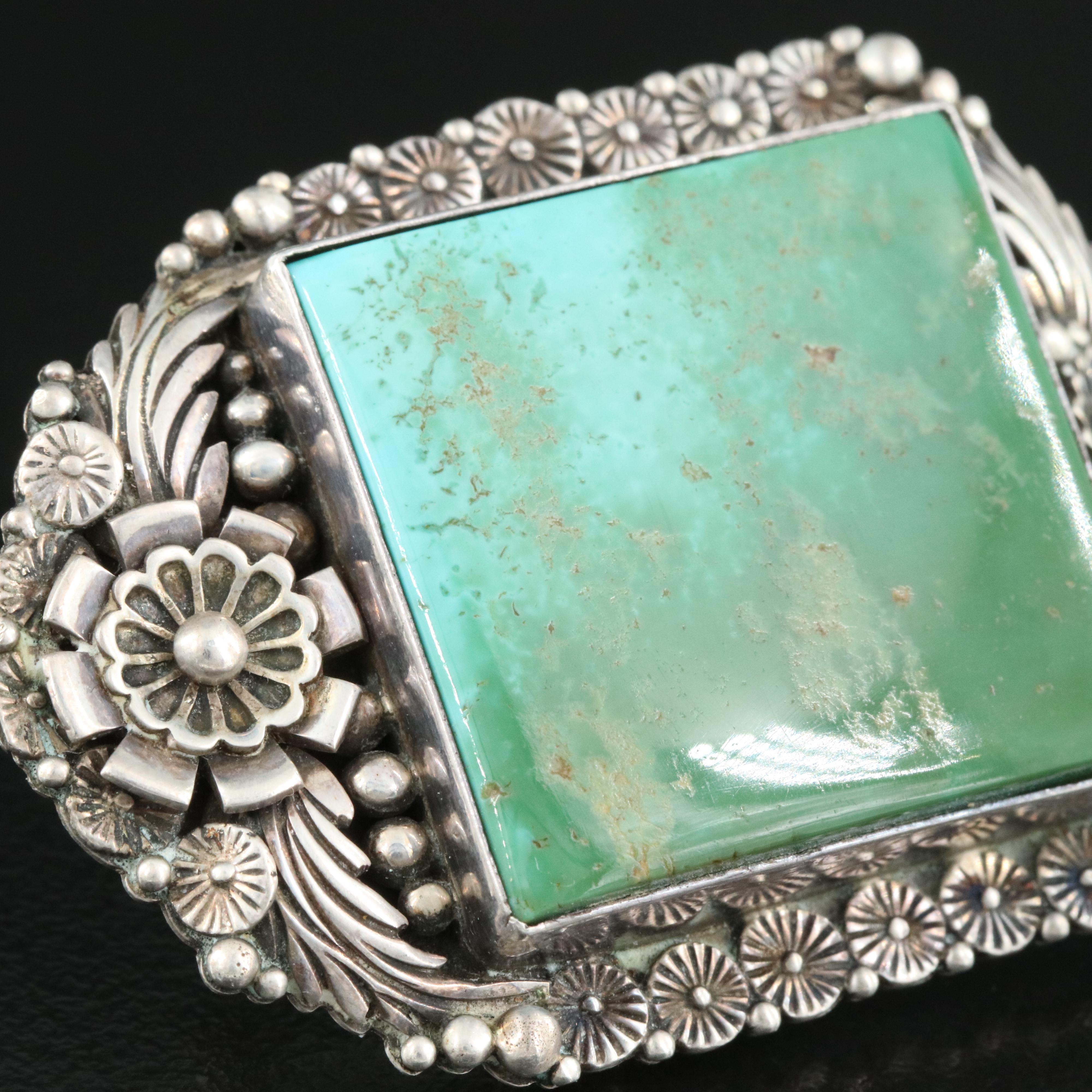 Sterling Turquoise Brooch