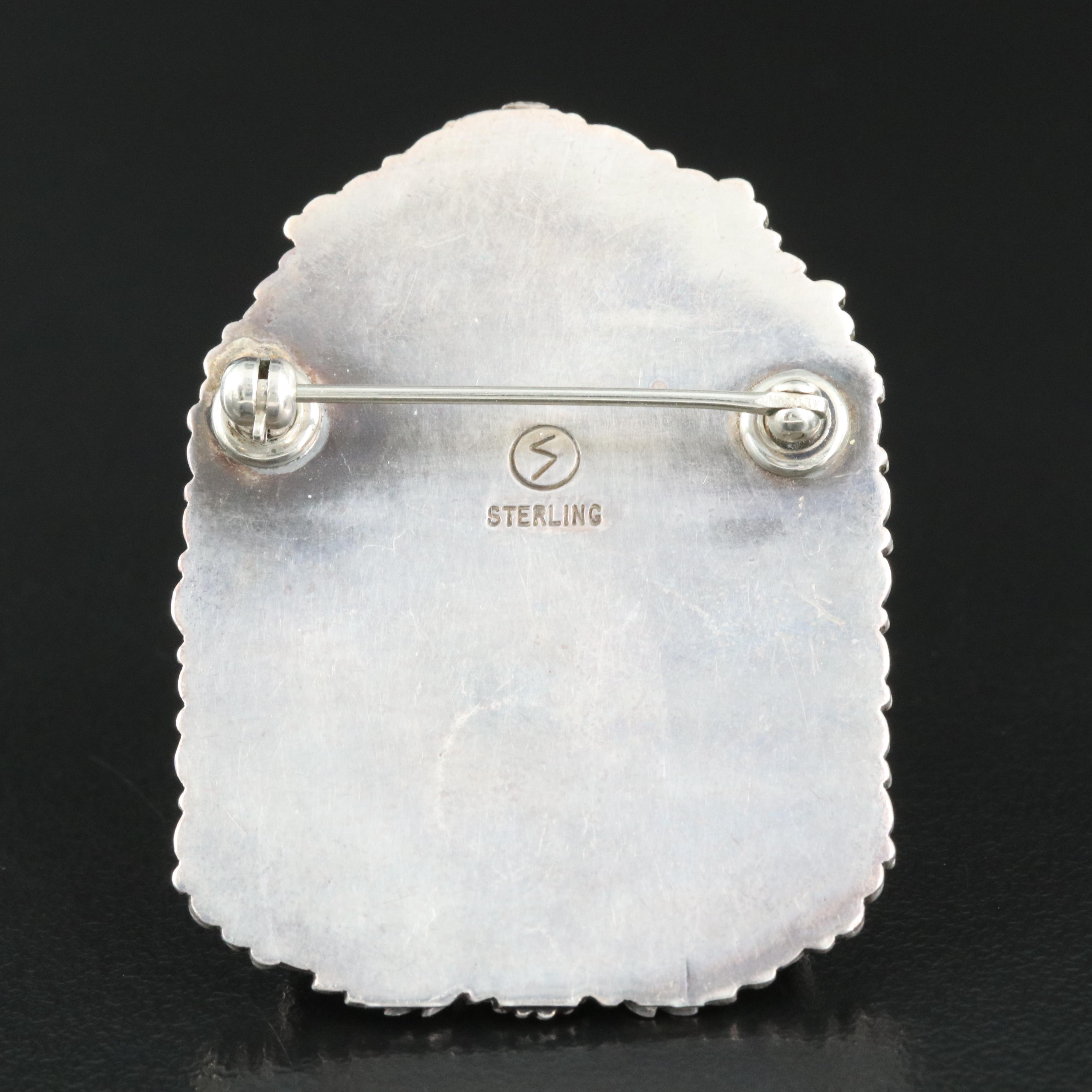 Sterling Turquoise Brooch