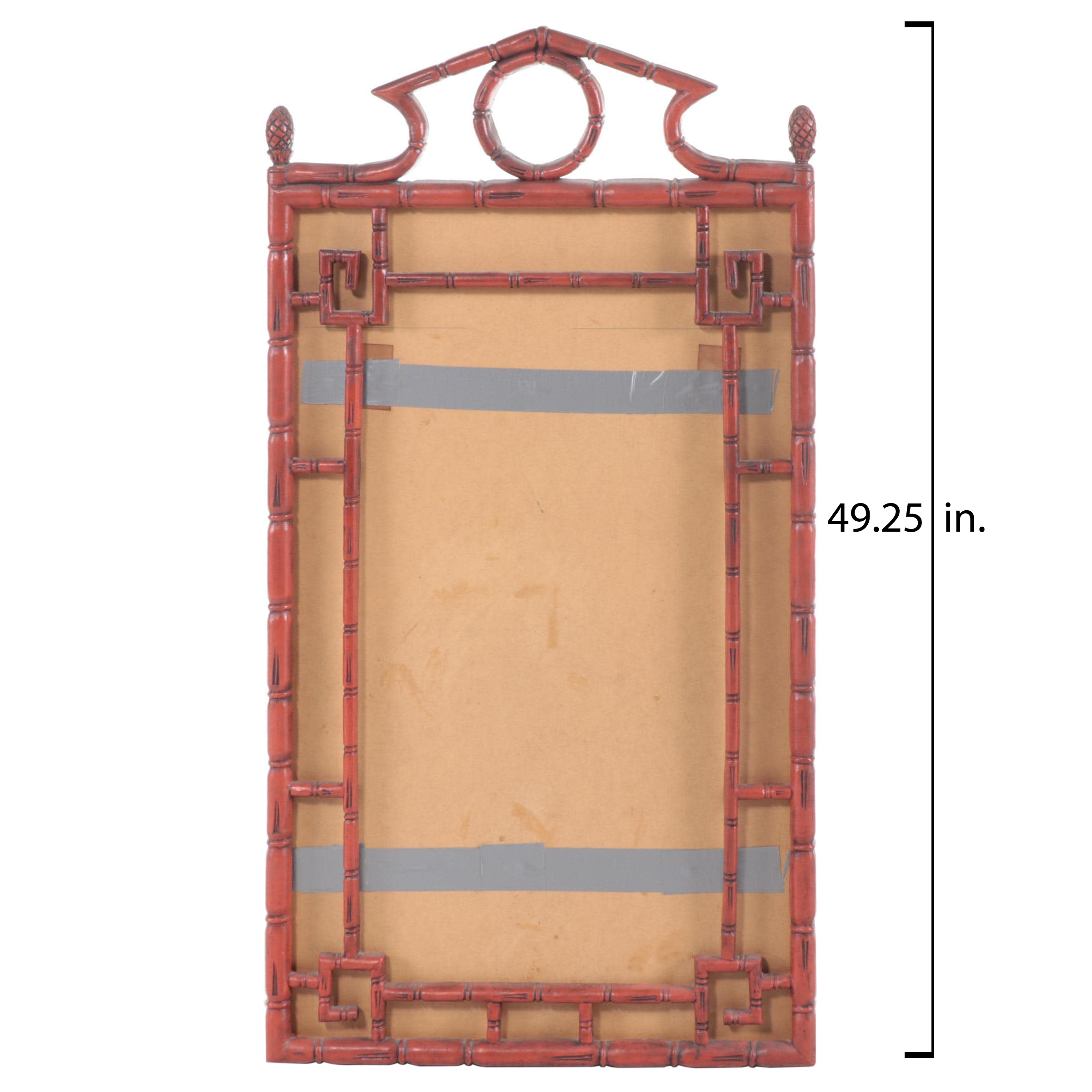 Chinoiserie Red-Painted Faux-Bamboo Composite Mirror Frame, Late 20th Century