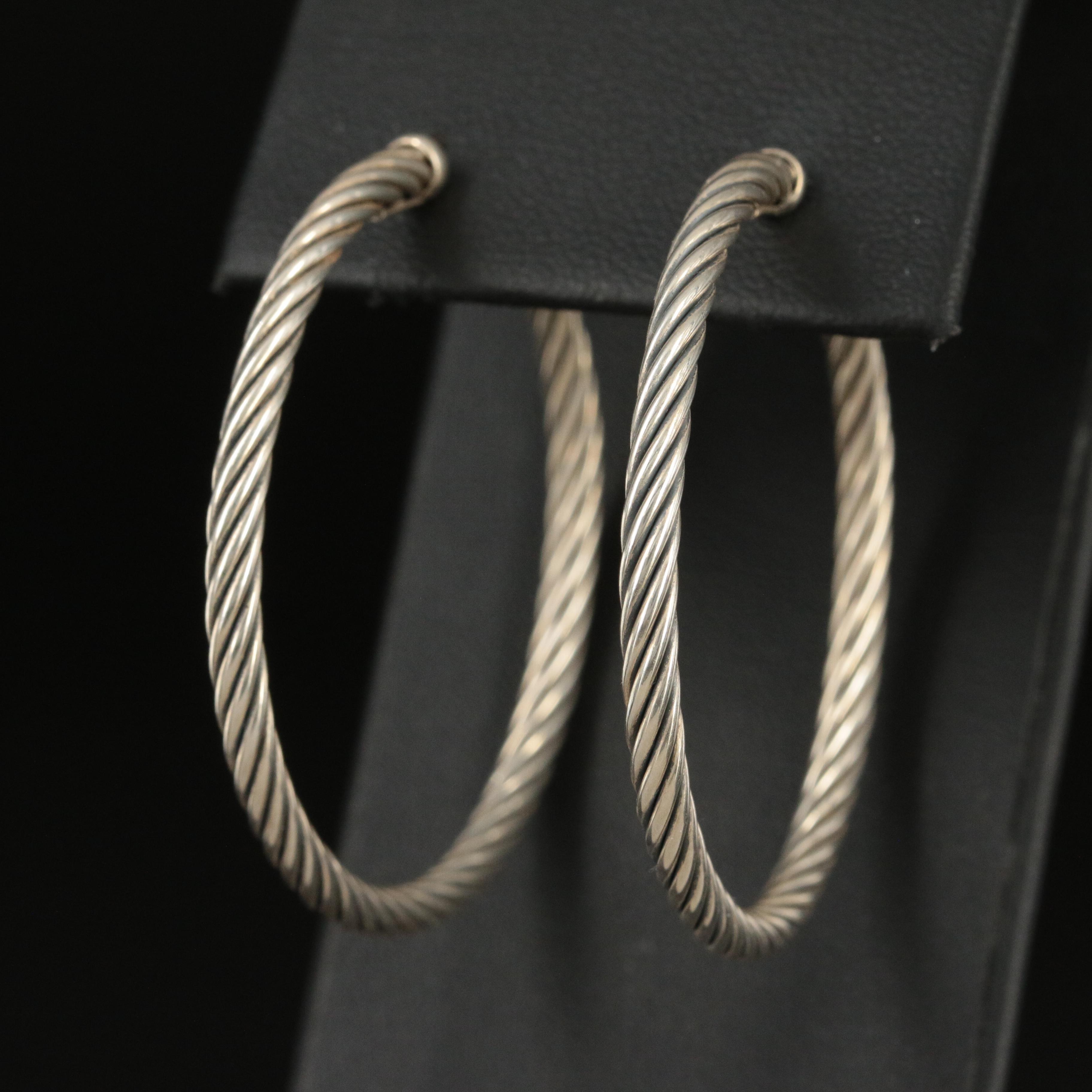 David Yurman Sterling Cable Hoop Earrings