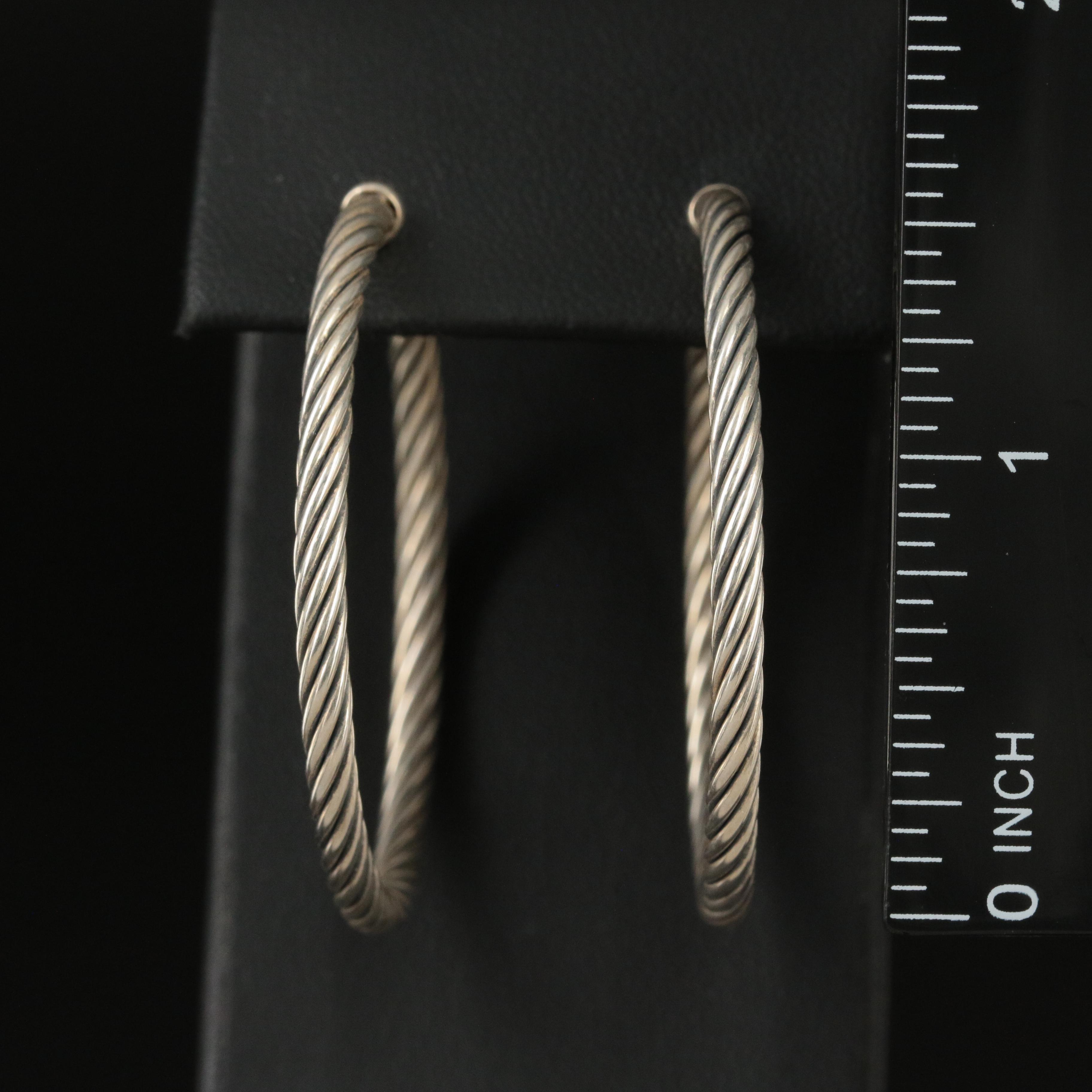 David Yurman Sterling Cable Hoop Earrings