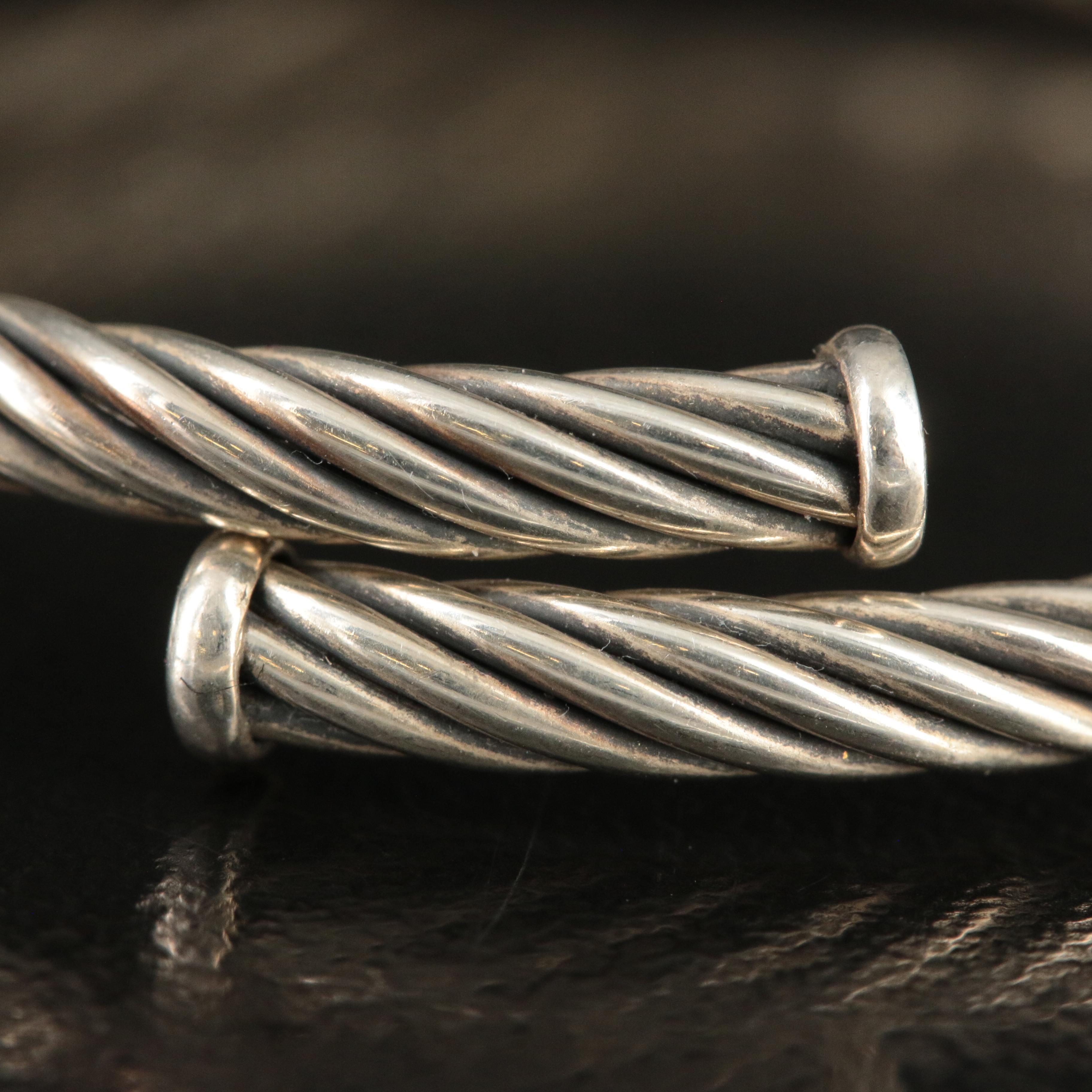 David Yurman Sterling Cable Hoop Earrings