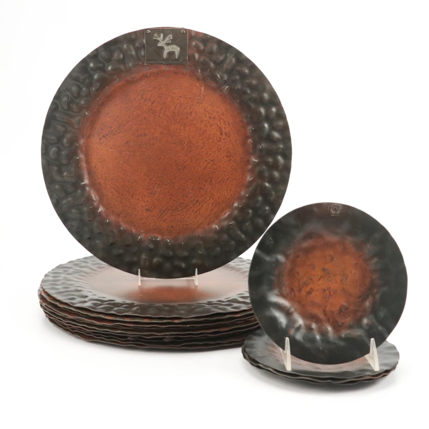 Jan Barboglio Hammered Metal Small Plates and Hammered Metal Moose Chargers