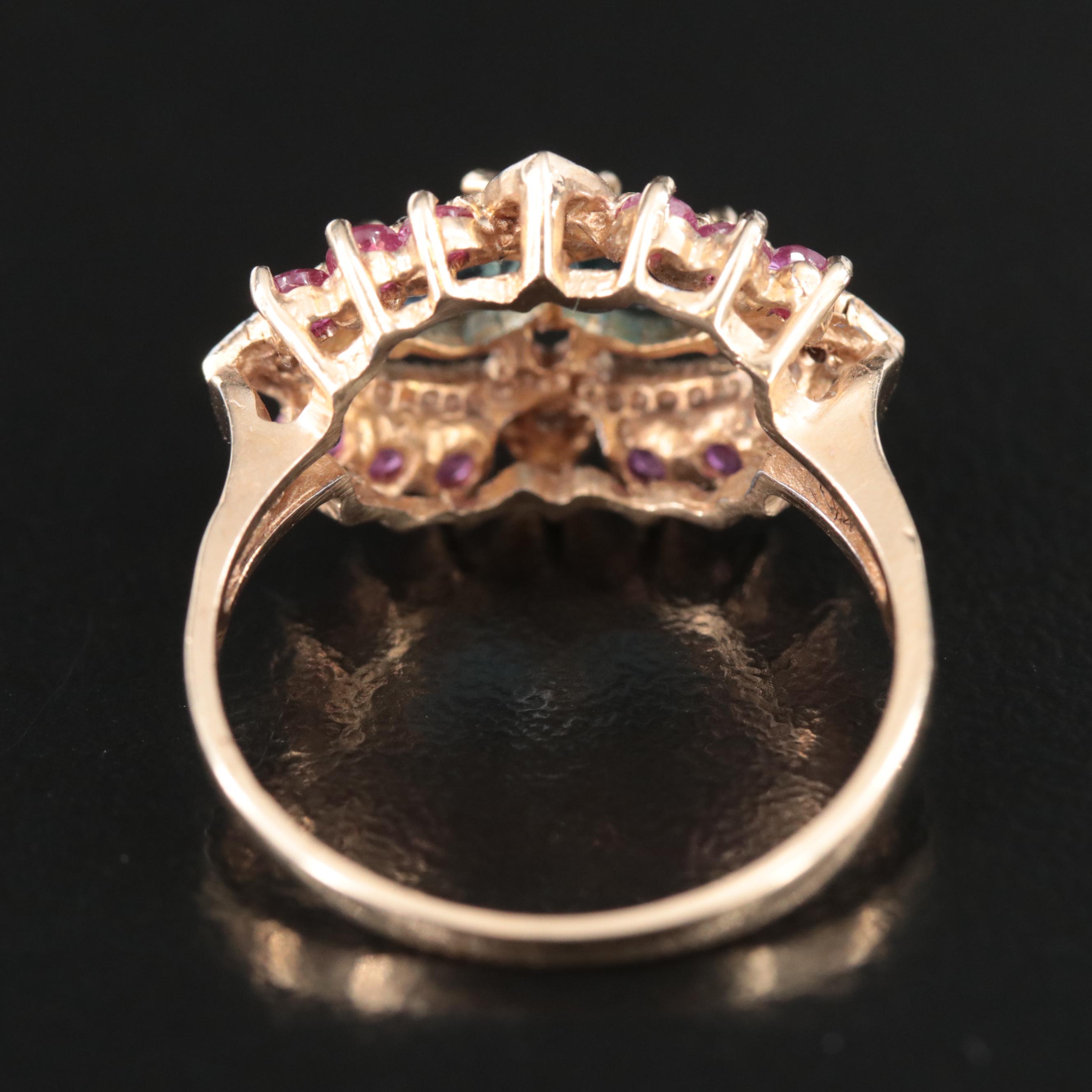 10K London Blue Topaz, Ruby, and Diamond Ring