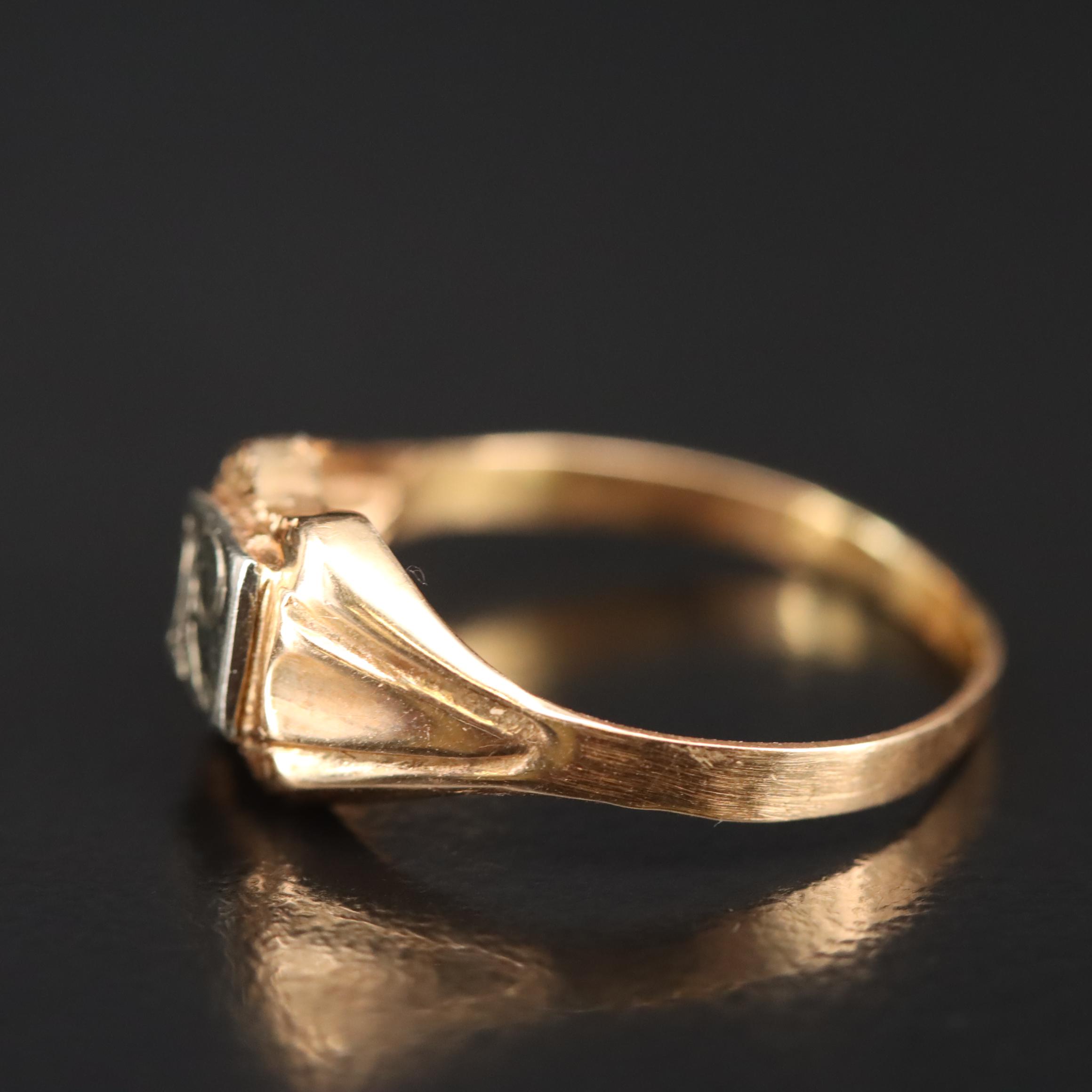 Vintage 18K Rose Gold Letter "R" Ring