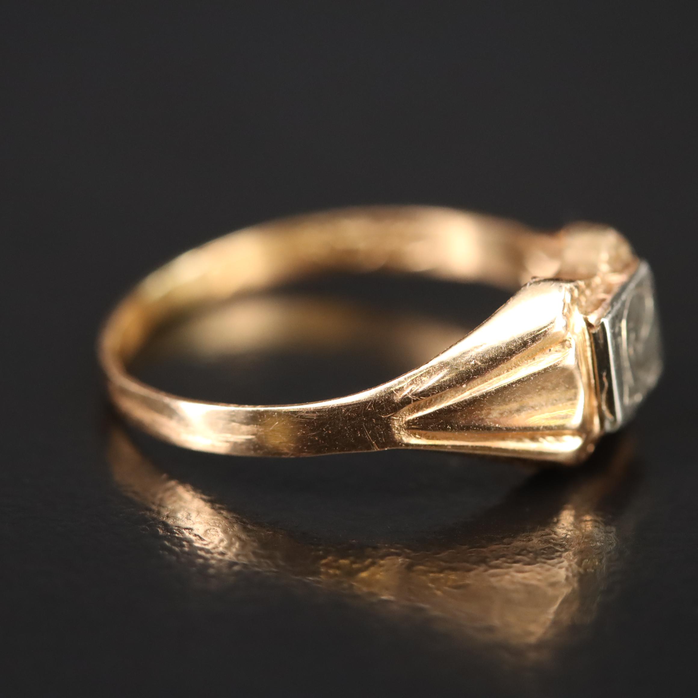 Vintage 18K Rose Gold Letter "R" Ring