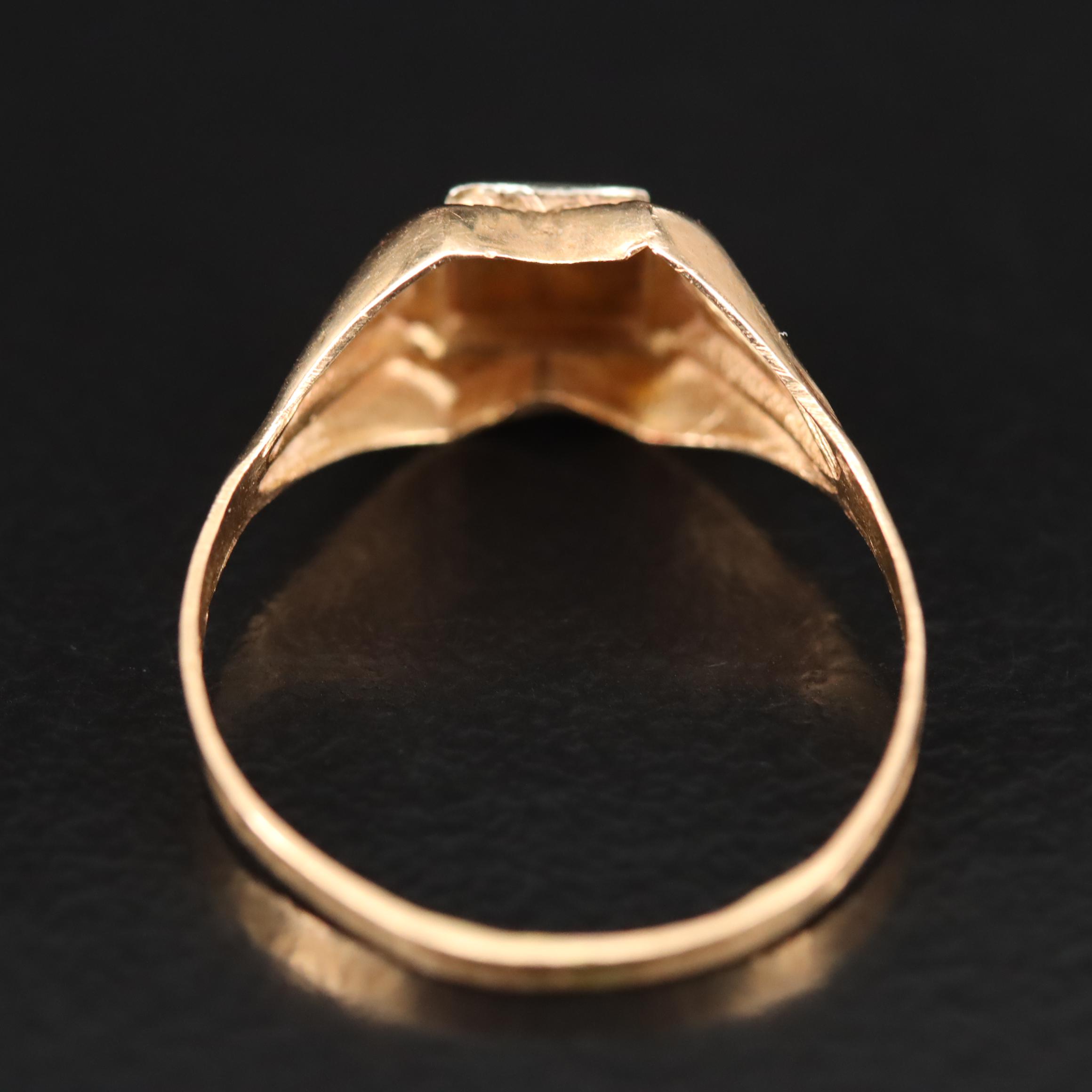 Vintage 18K Rose Gold Letter "R" Ring