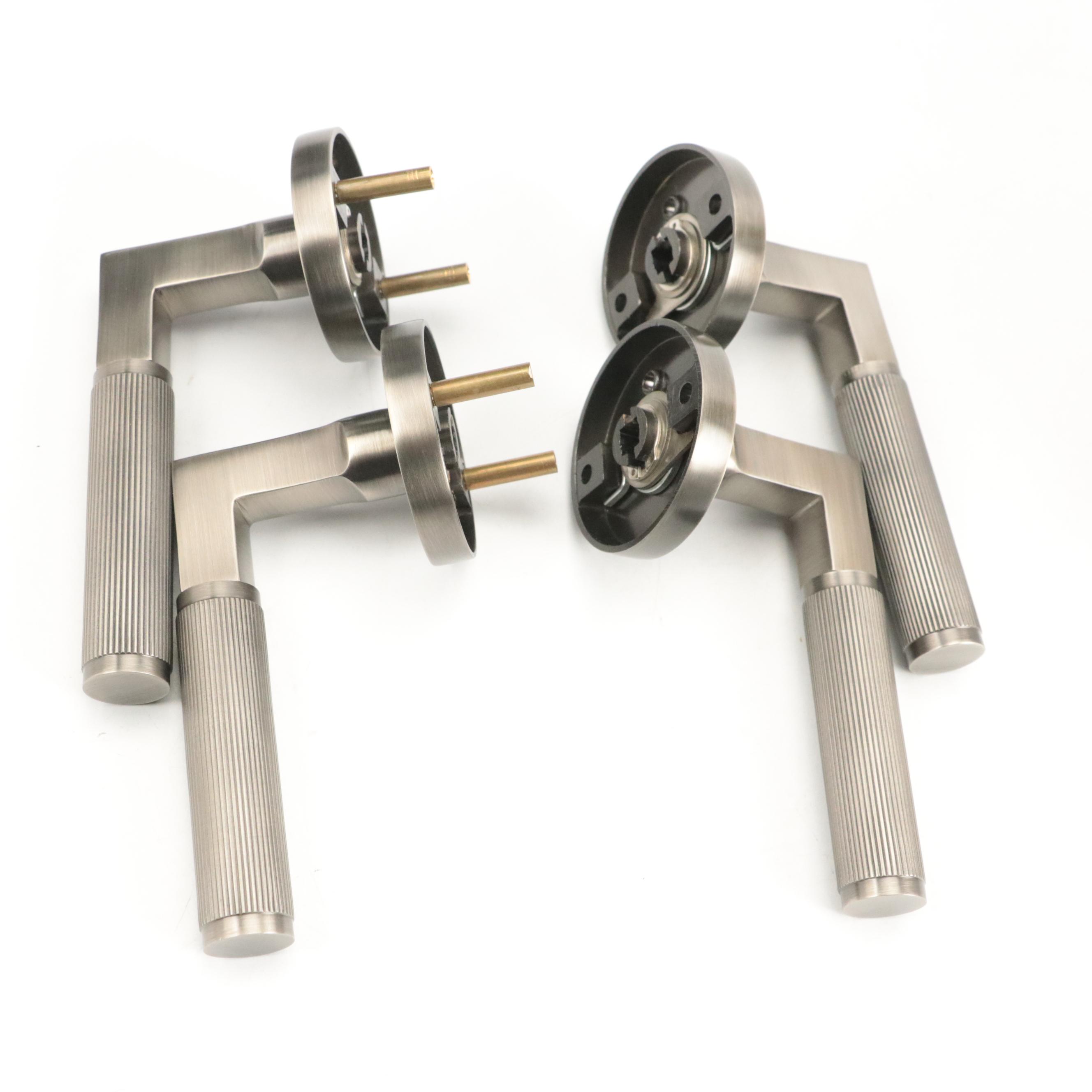 Signature Hardware Straight Knurled Solid Brass Privacy Interior Door Sets